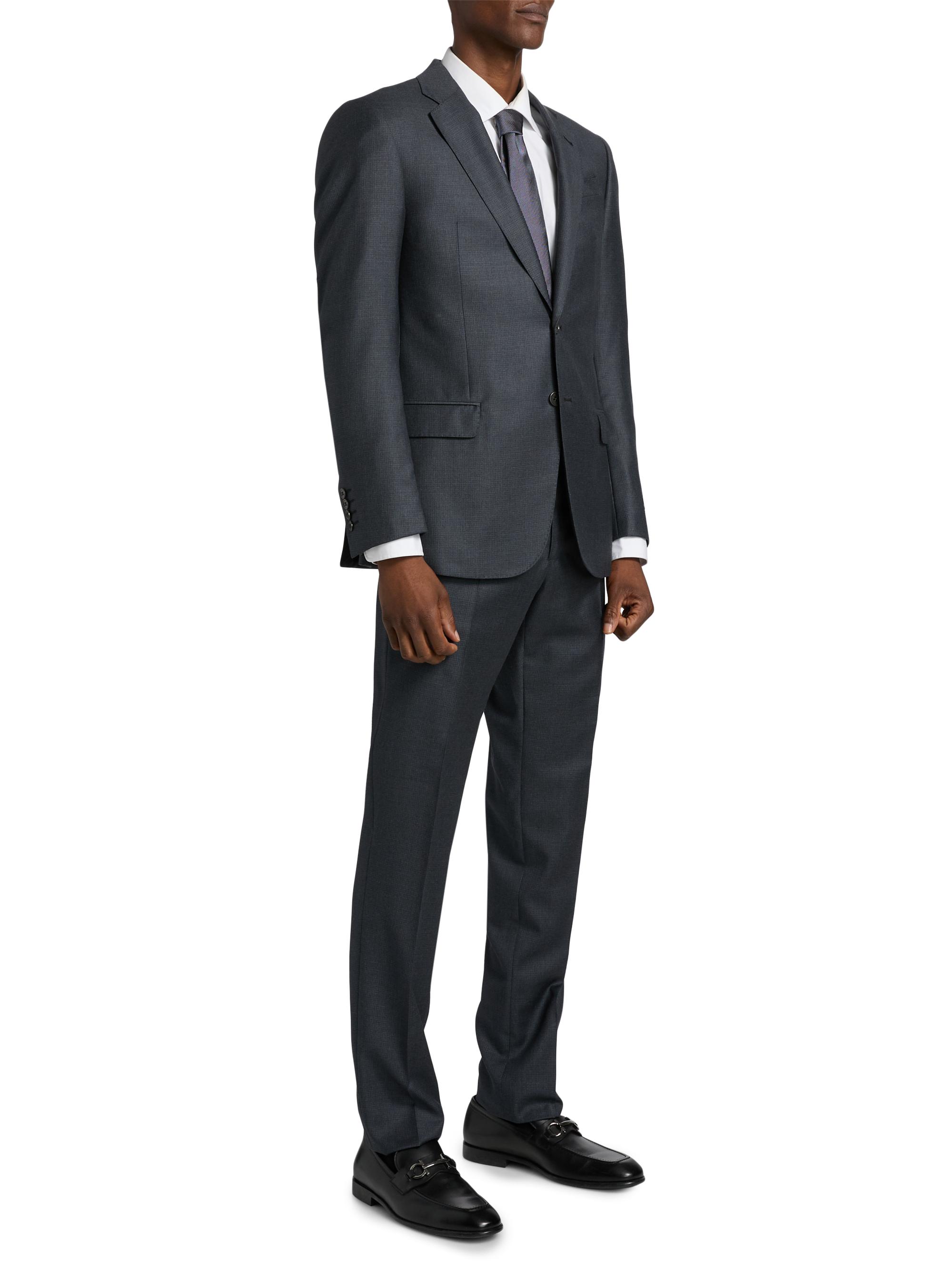 Emporio Armani Micro Check Wool Single-Breasted Suit | Saks Fifth