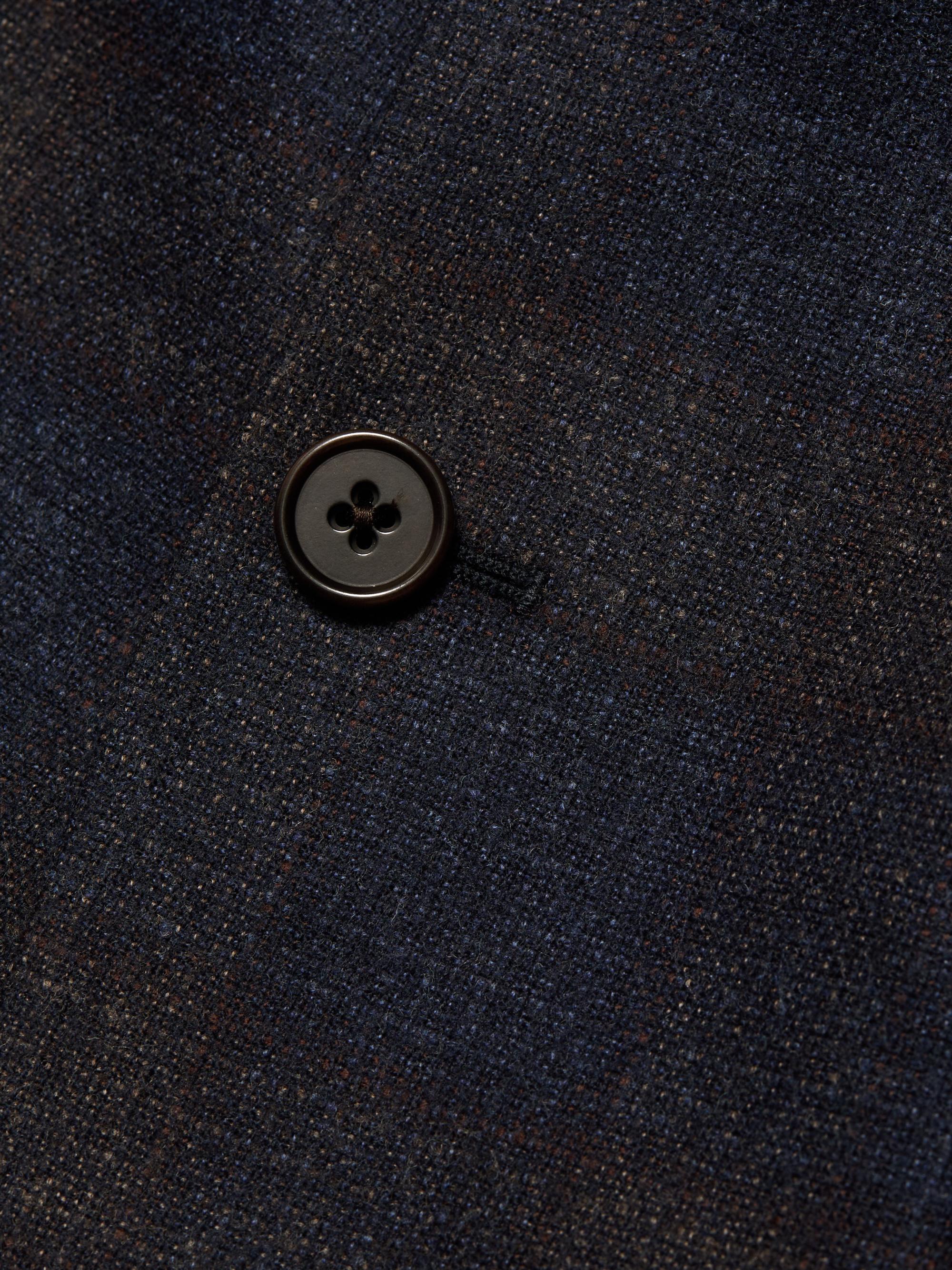 Emporio Armani Men's Patch Pocket Plaid Wool Sport Coat - Navy | Thumbnail 7