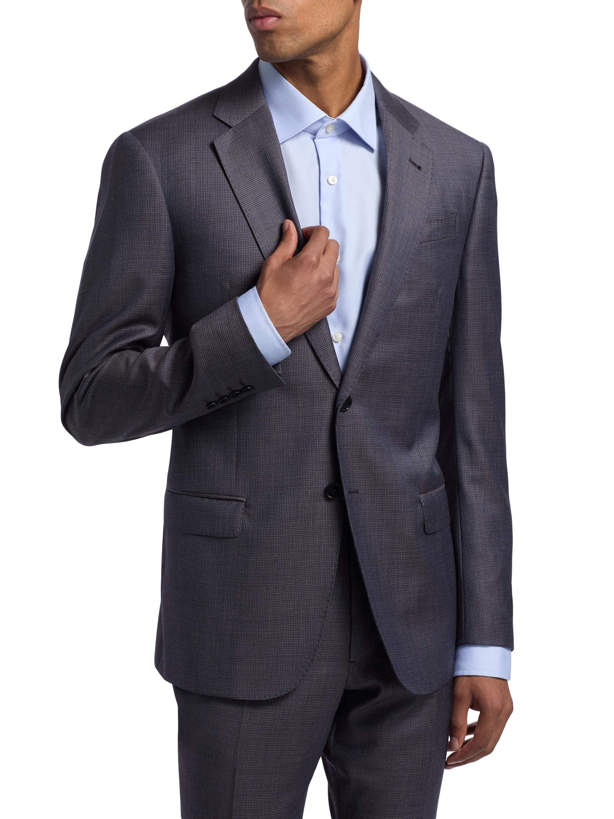 Emporio Armani Micro Houndstooth Wool Suit | Saks Fifth Avenue