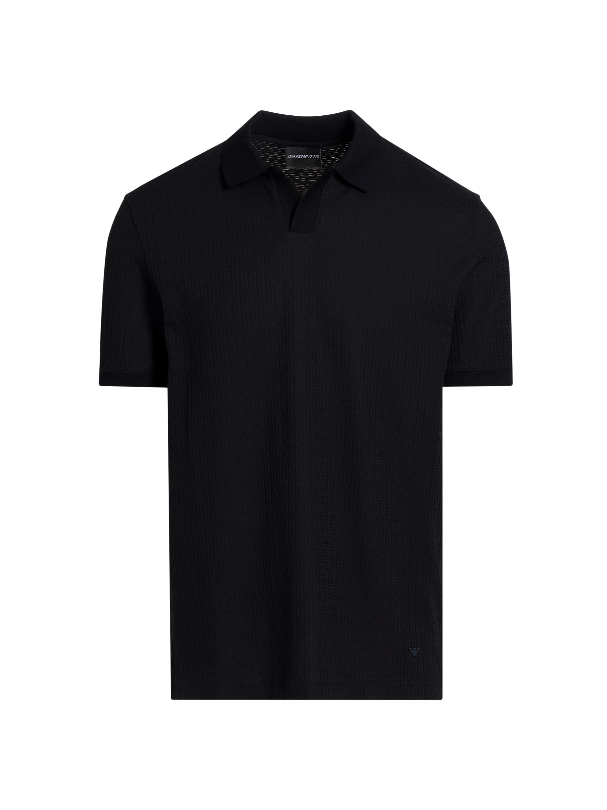 Emporio Armani Men's Chain Stitch Cotton Polo Shirt - Fancy Blue