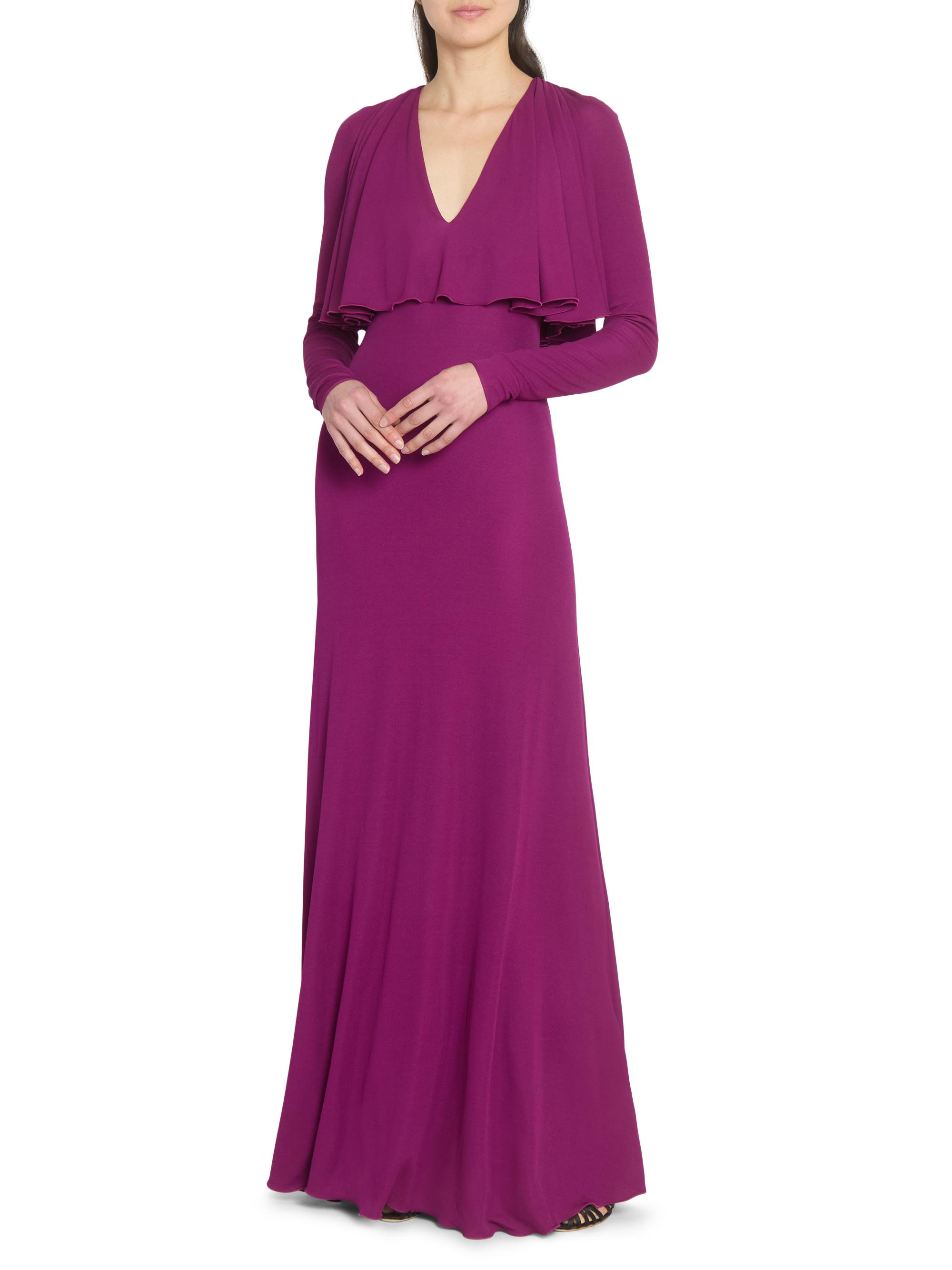 berry pink maxi dress Mariah Satin Maxi Dress With Ruffle Detail – Minuet Apparel