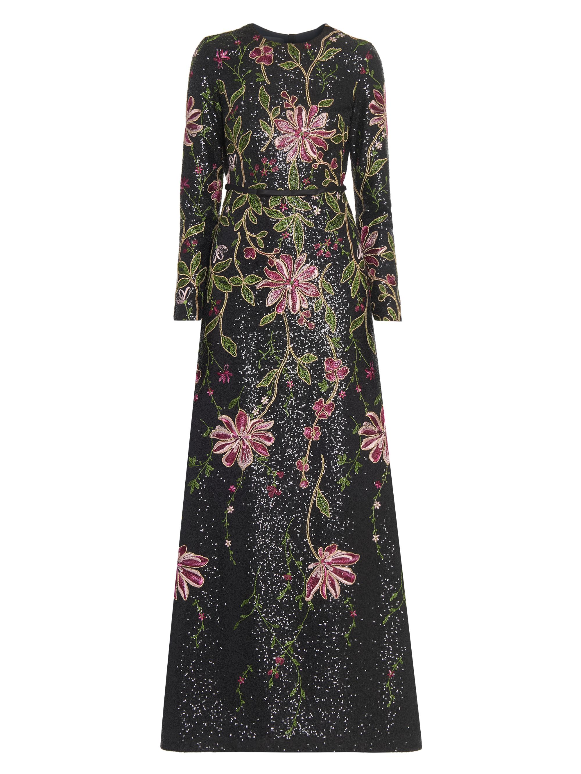 Giambattista Valli Women's Embroidered Sequin A-Line Maxi Dress - Black Multi