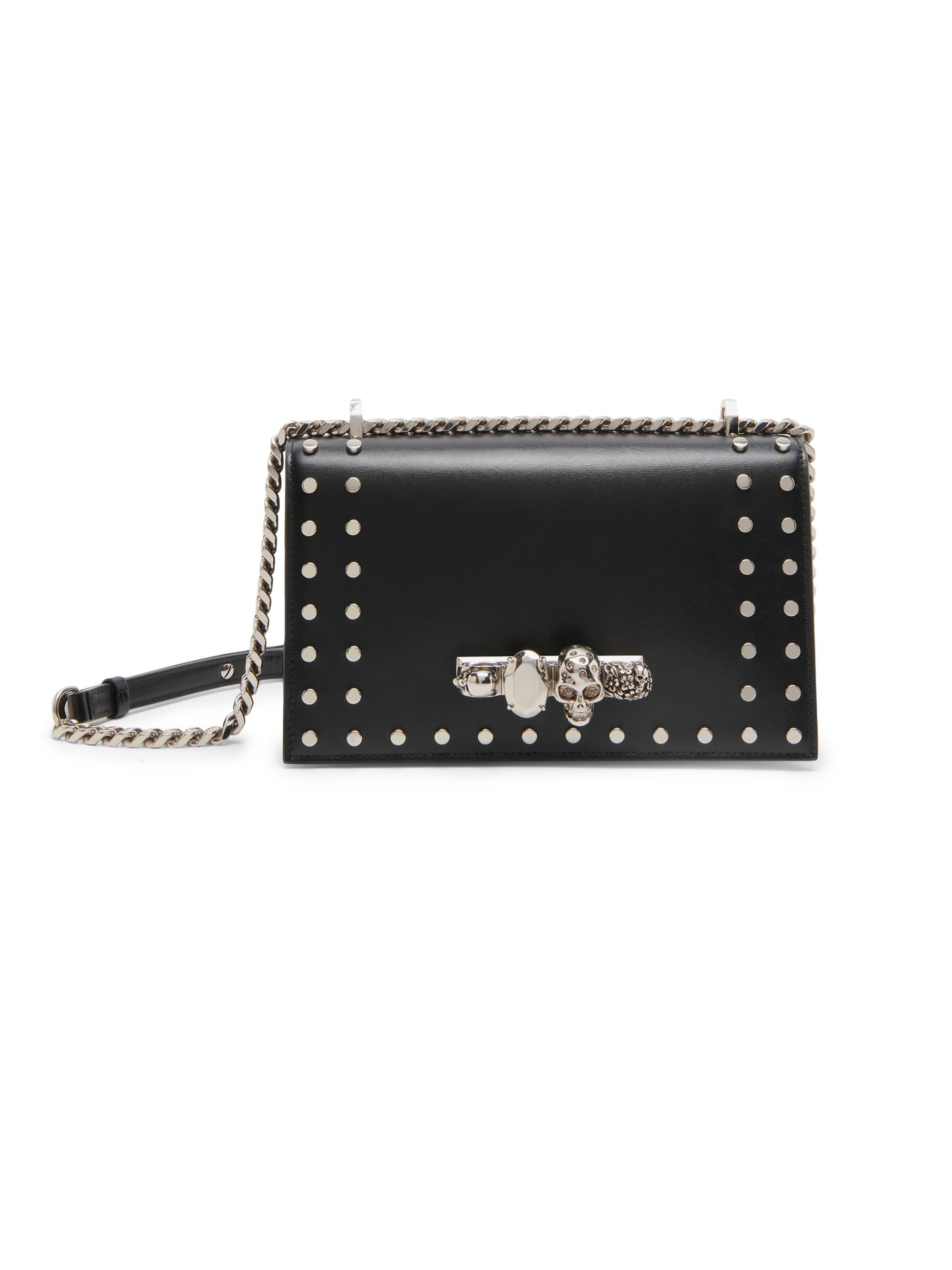 McQueen Women's Jeweled Leather Shoulder Satchel - Black Silver