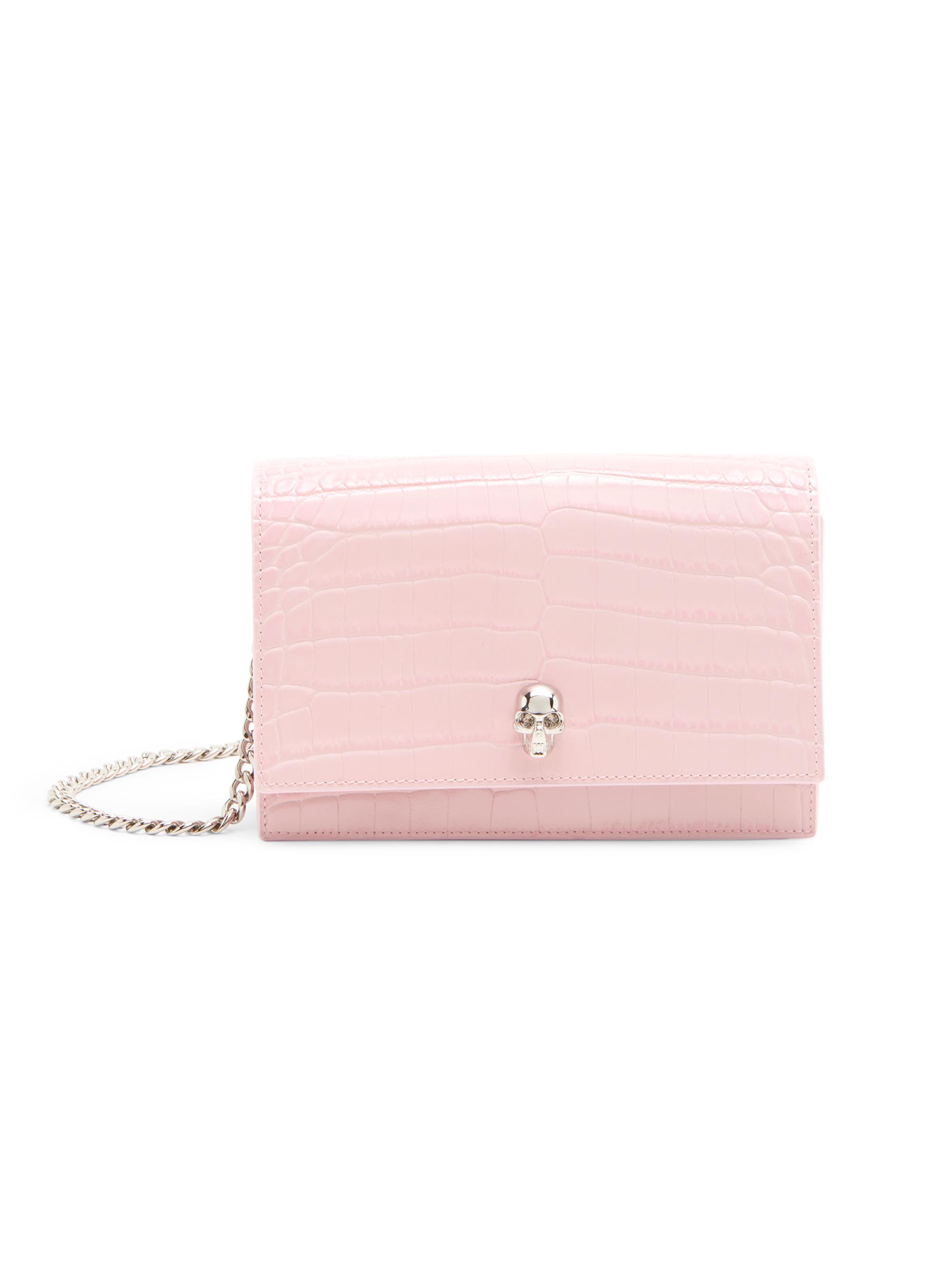 McQueen Women's  Skull Leather Crossbody Bag - Rose Silver