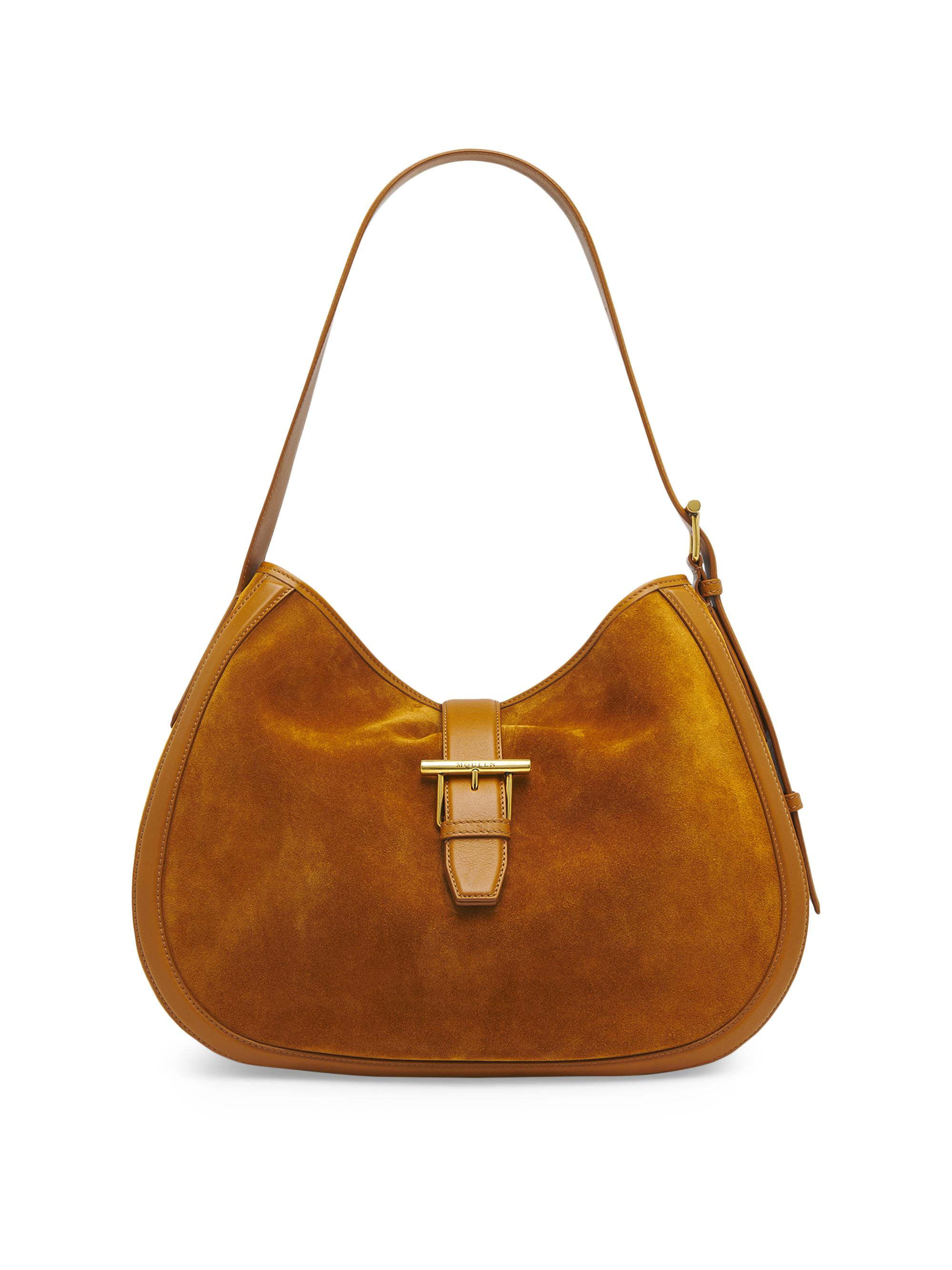 McQueen Women's T-Bar Suede Shoulder Bag - Light Brown Gold