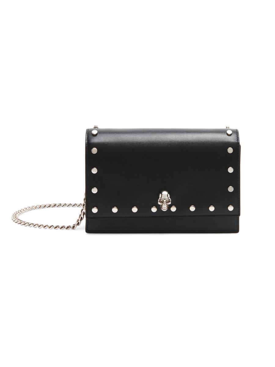 ショルダーバッグ MCQUEEN CROSSBODY BAGS BLACK McQueen - Black Leather Spiked Mini Skull Bag | Mitchell Stores