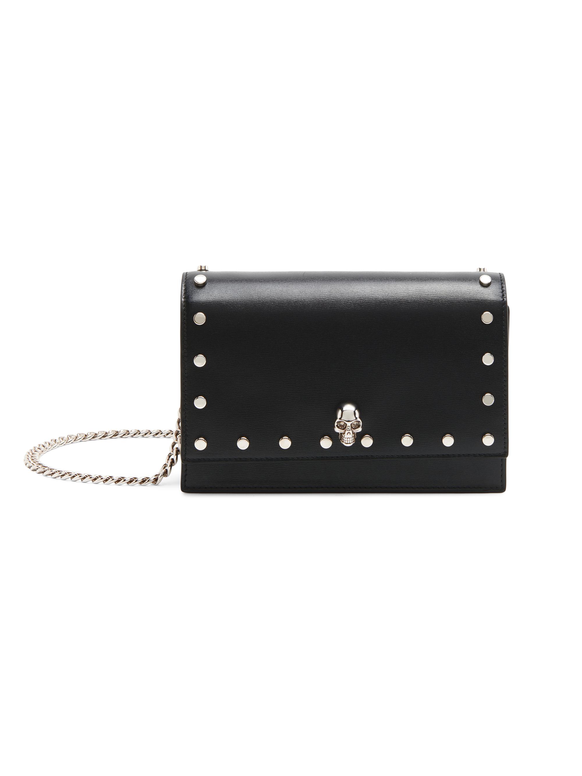 McQueen Women's  Skull Leather Crossbody Bag - Black Silver