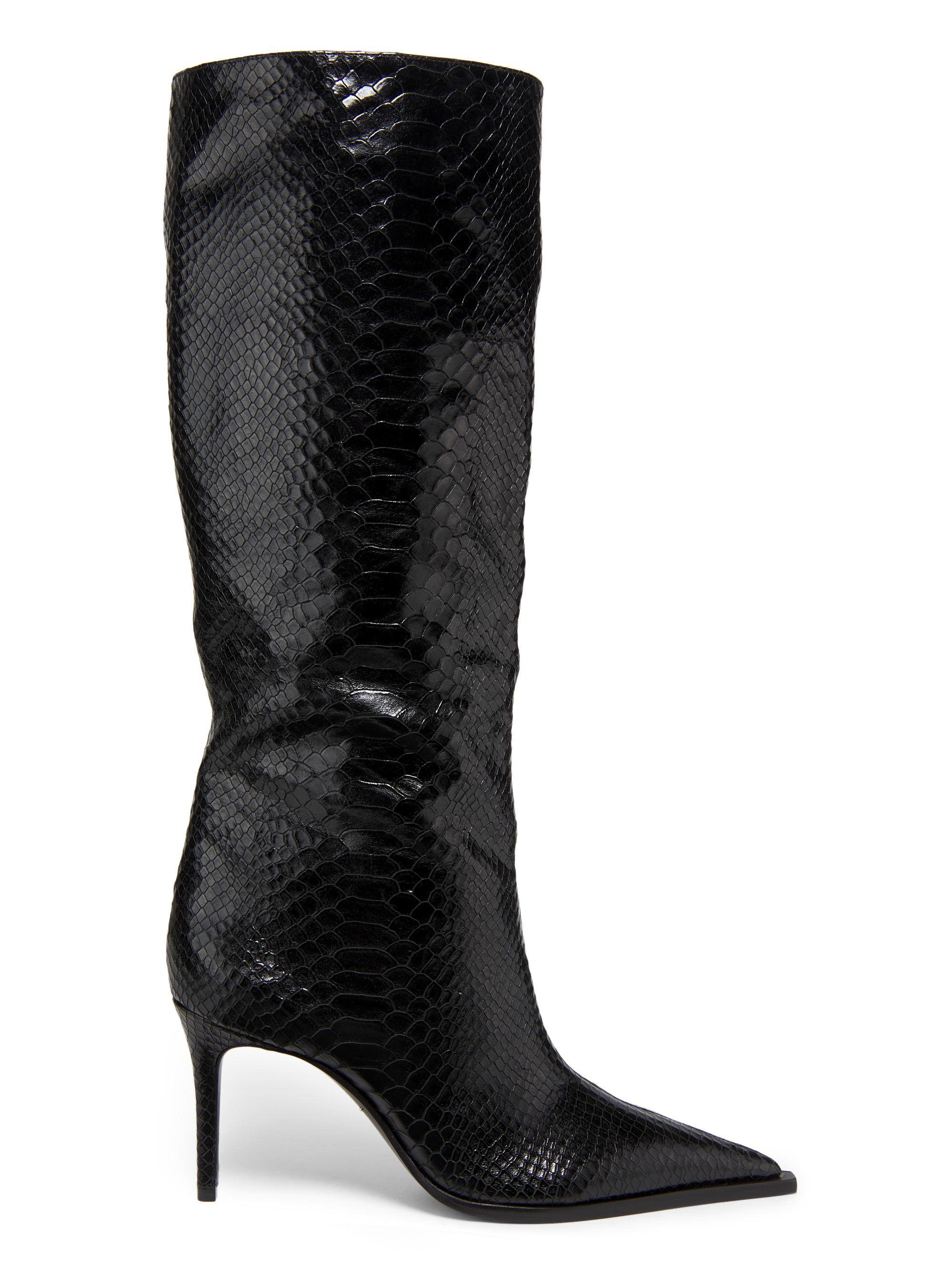Schutz Mary Up 80MM Snake-Embossed Leather Boots | Saks Fifth Avenue