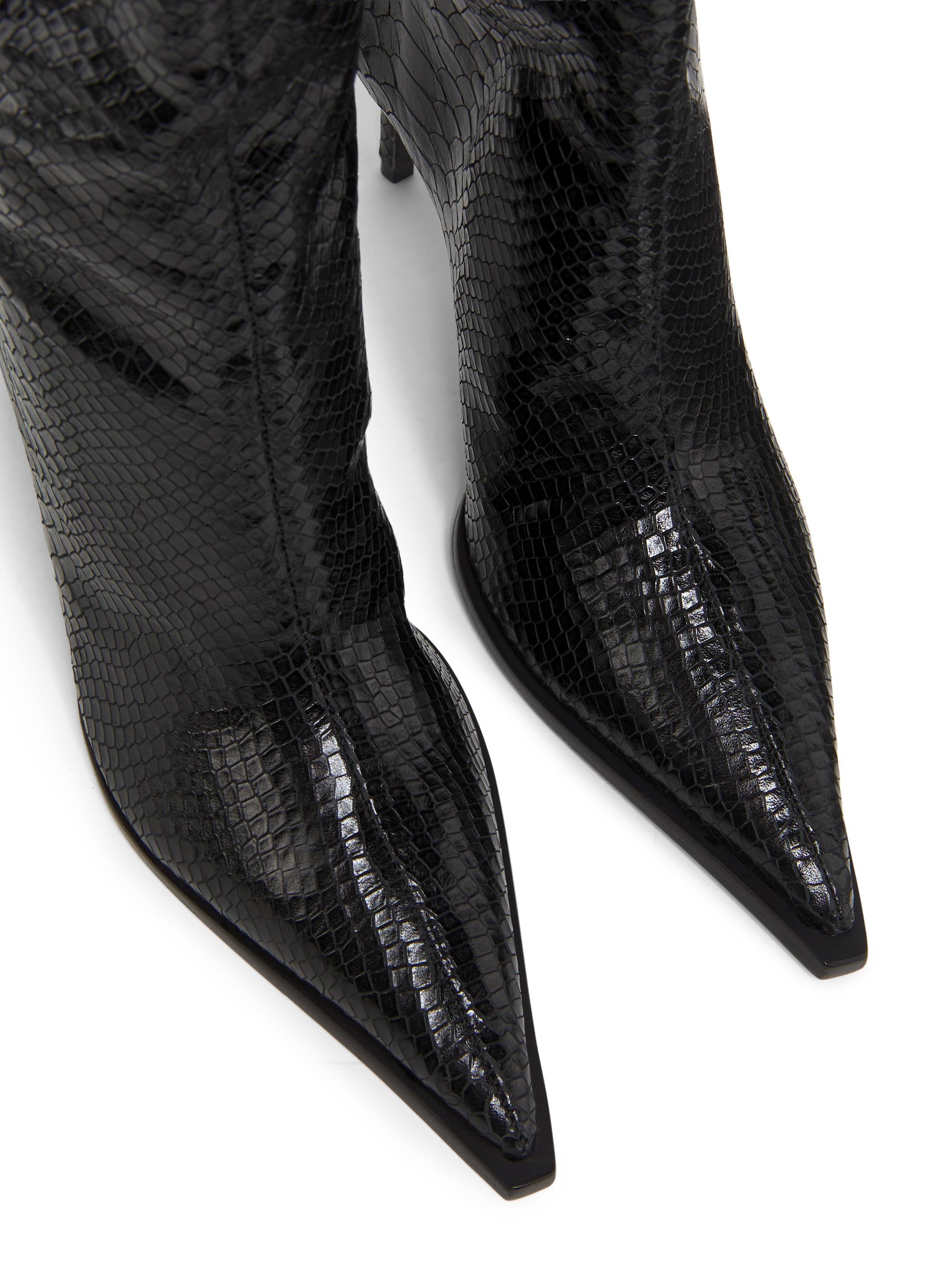 Schutz Mary Up 80MM Snake-Embossed Leather Boots | Saks Fifth Avenue
