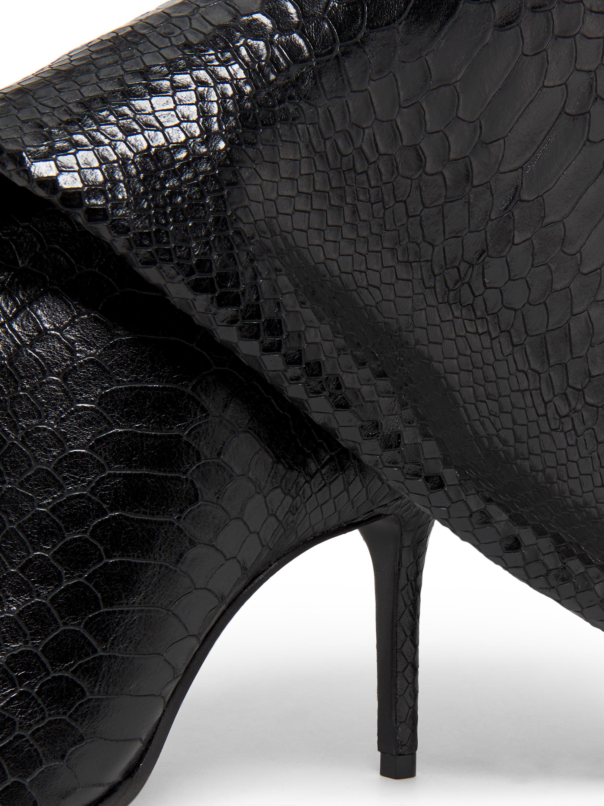 Schutz Mary Up 80MM Snake-Embossed Leather Boots | Saks Fifth Avenue