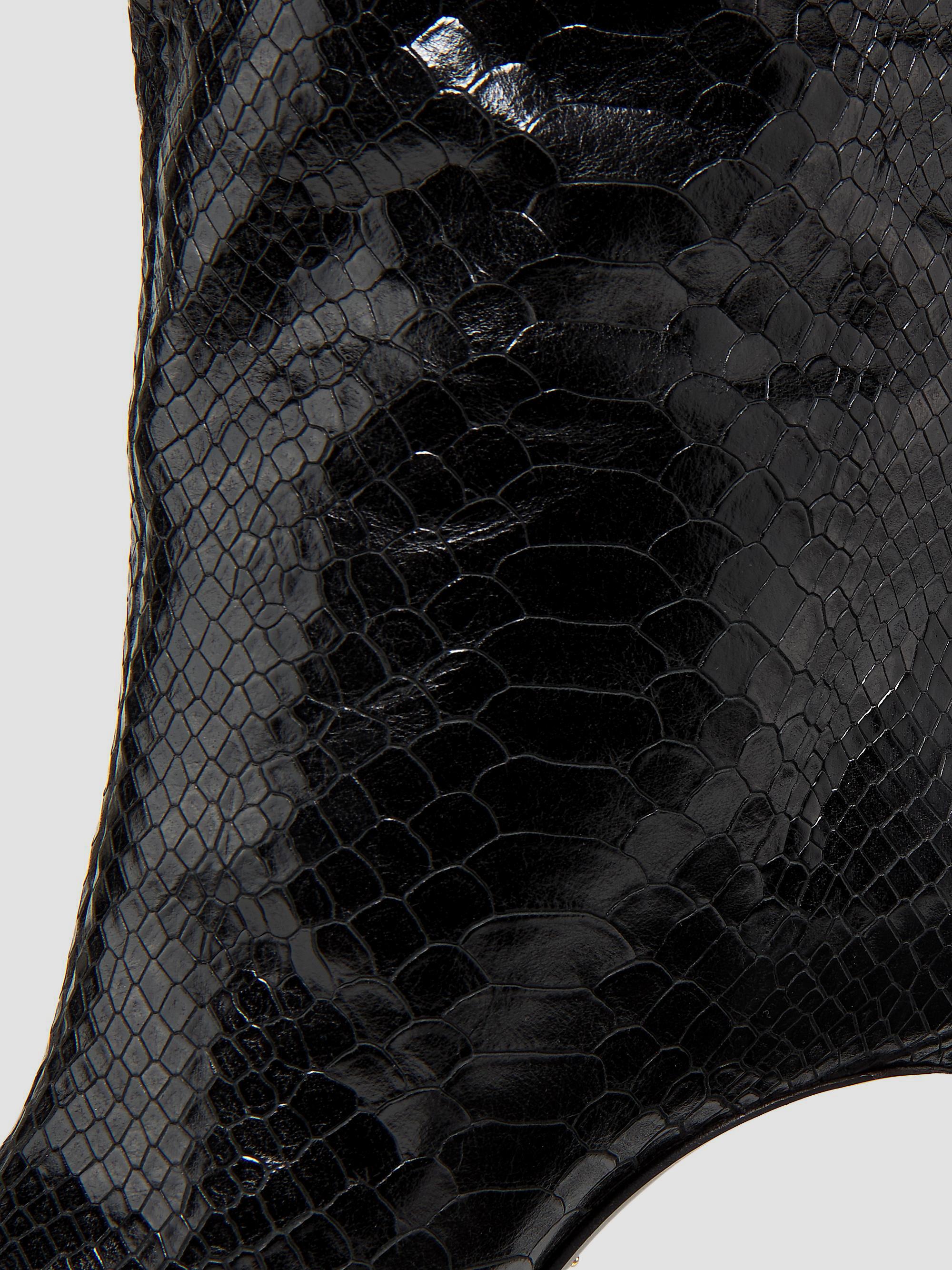 Schutz Mary Up 80MM Snake-Embossed Leather Boots | Saks Fifth Avenue