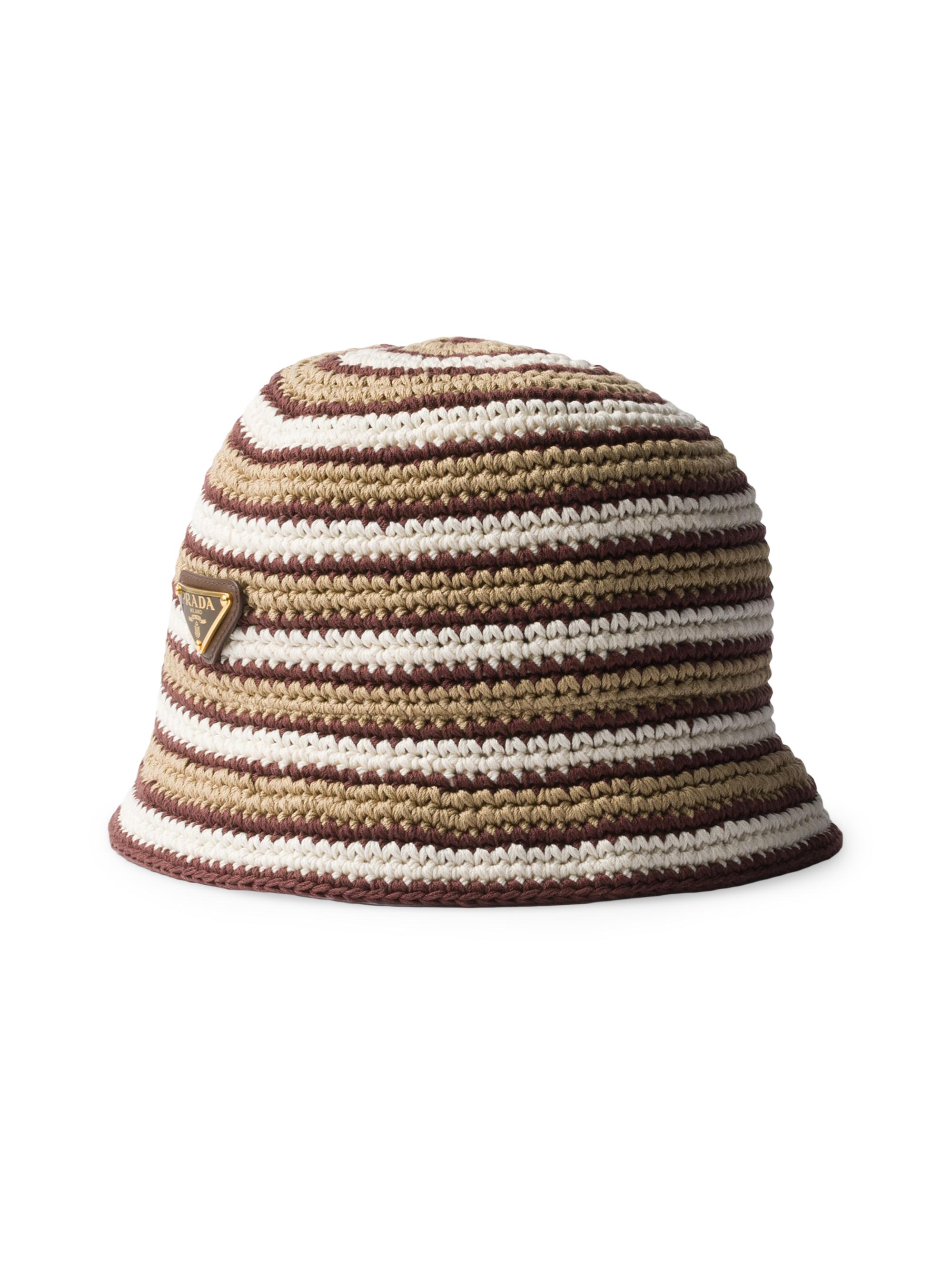 帽子 PRADA SPORT Nylon Knit Crusher Hat brown Prada Crochet Bucket Hat | Saks Fifth Avenue