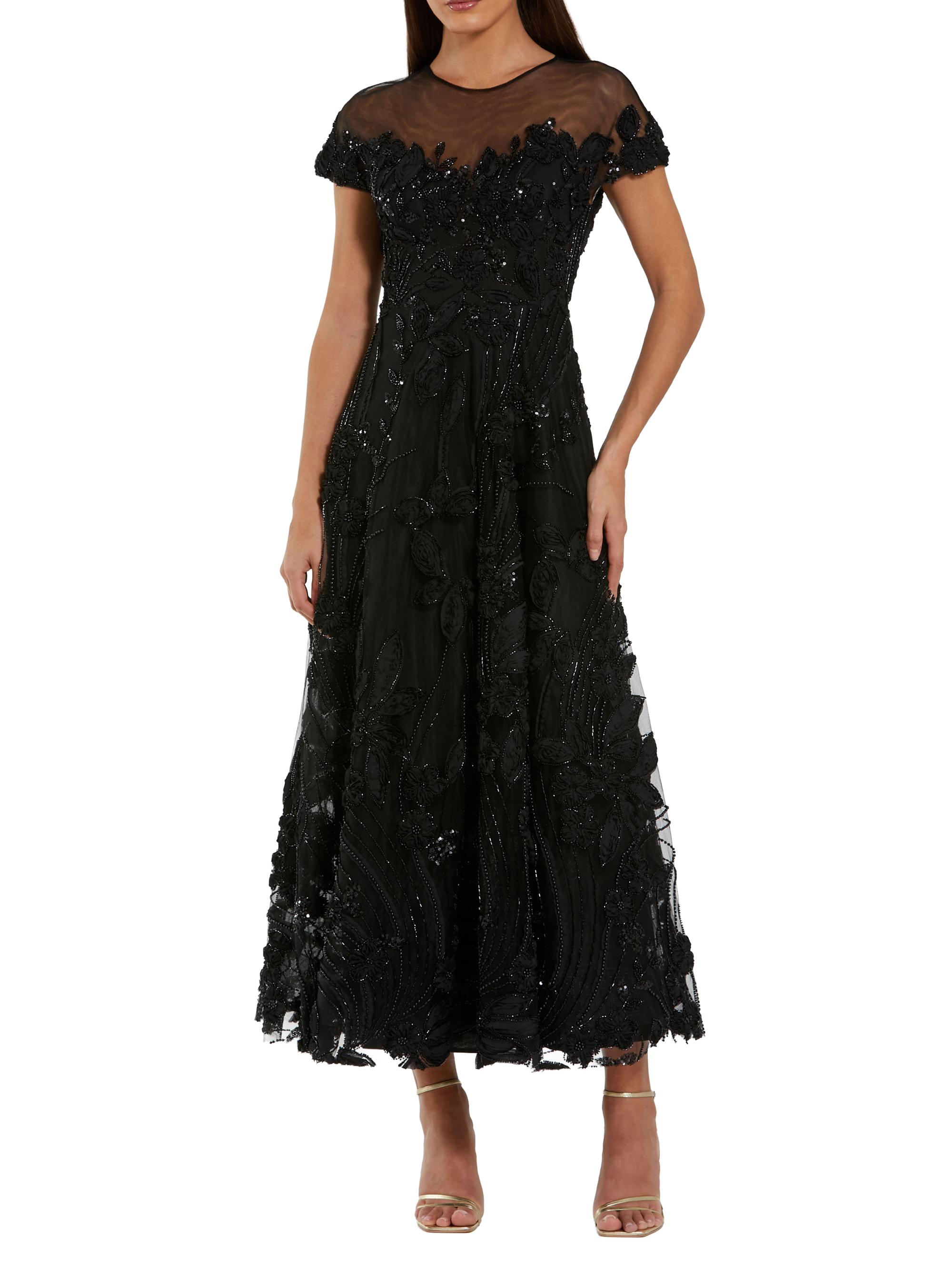 Mac Duggal Women's Embellished Lace Illusion A-Line Midi-Dress - Black