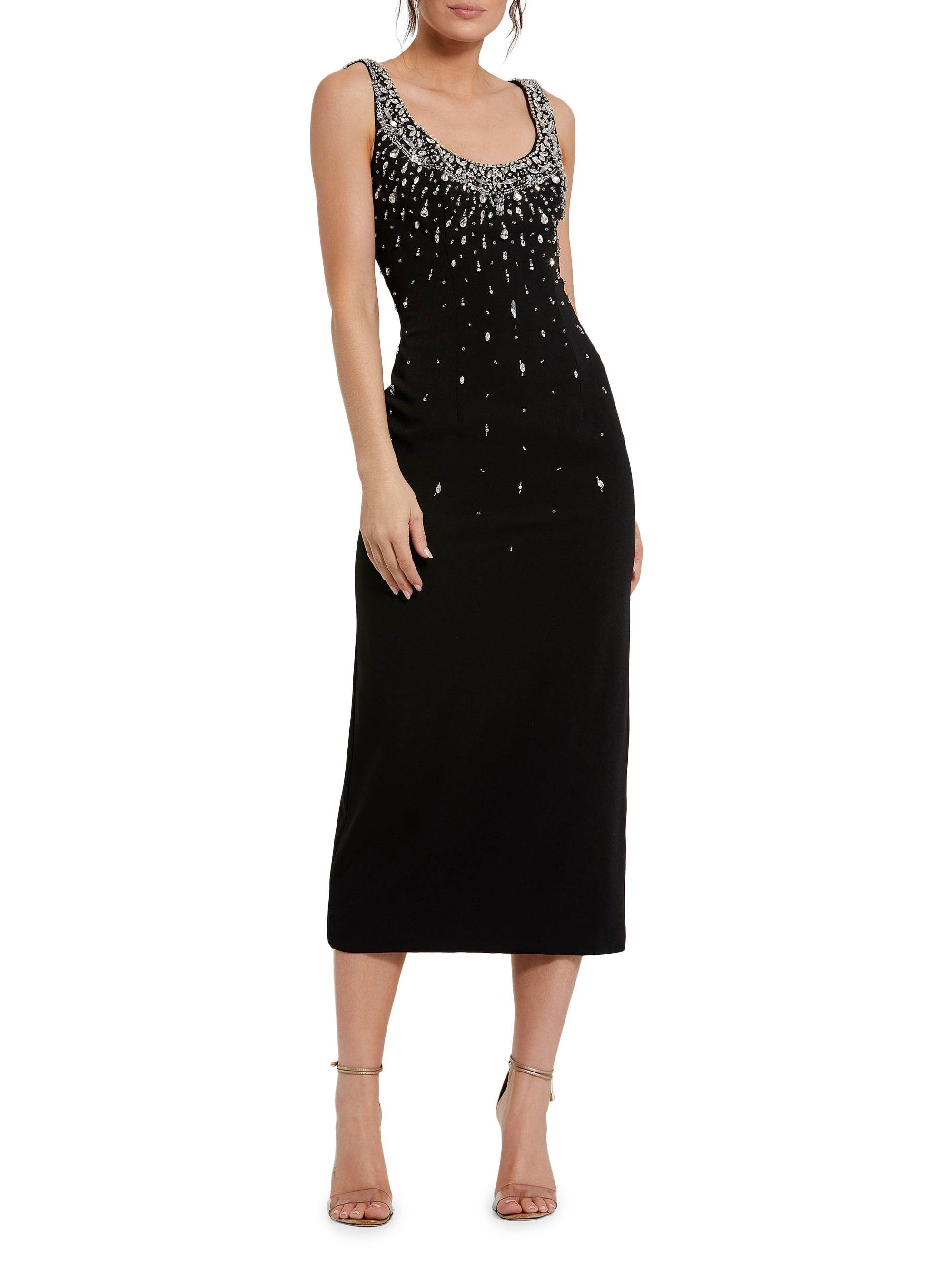 Mac Duggal Women's Beaded Jersey Midi-Dress - Black
