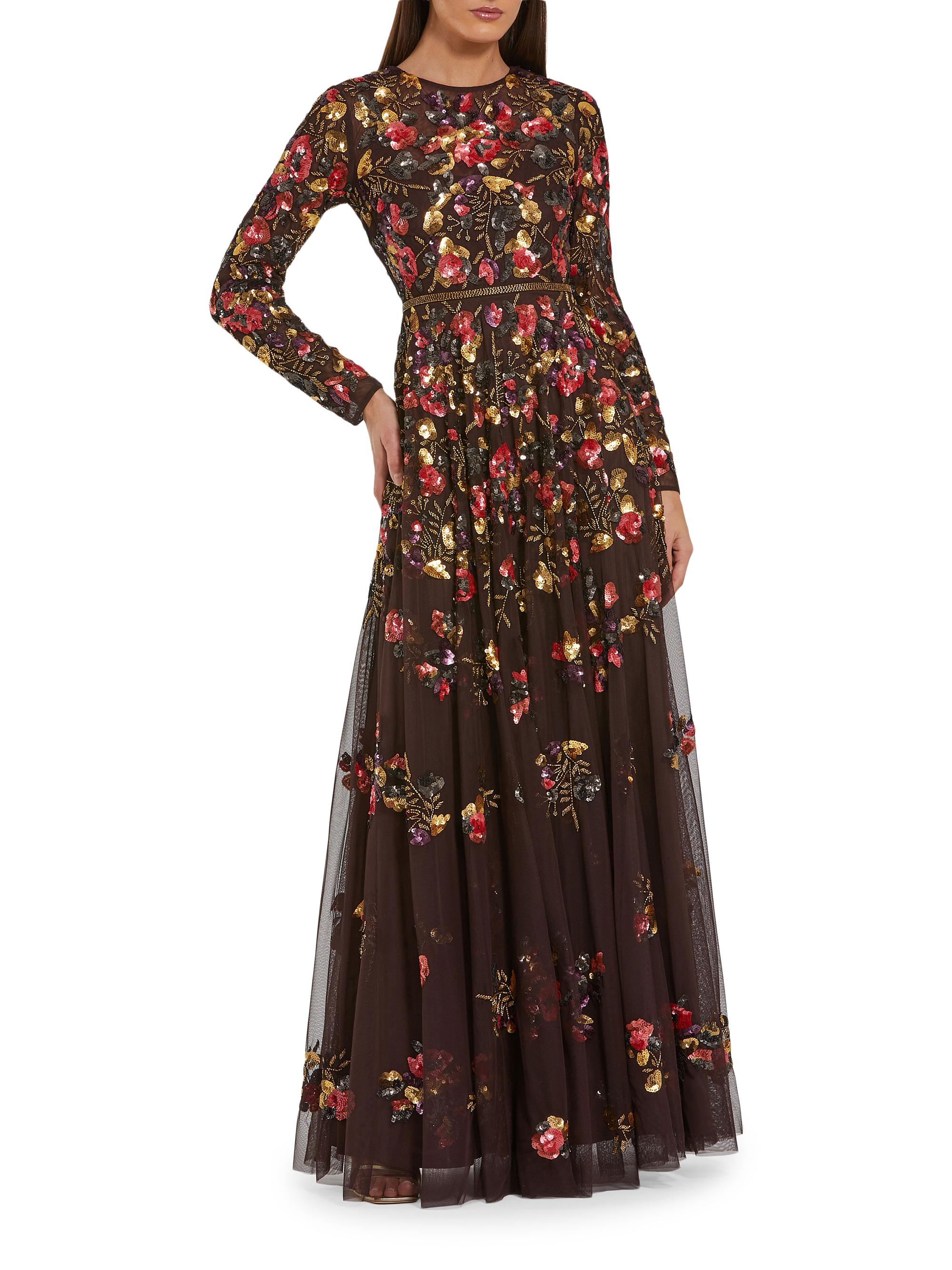 Mac Duggal Women's Sequin-Embellished A-Line Gown - Espresso Multi