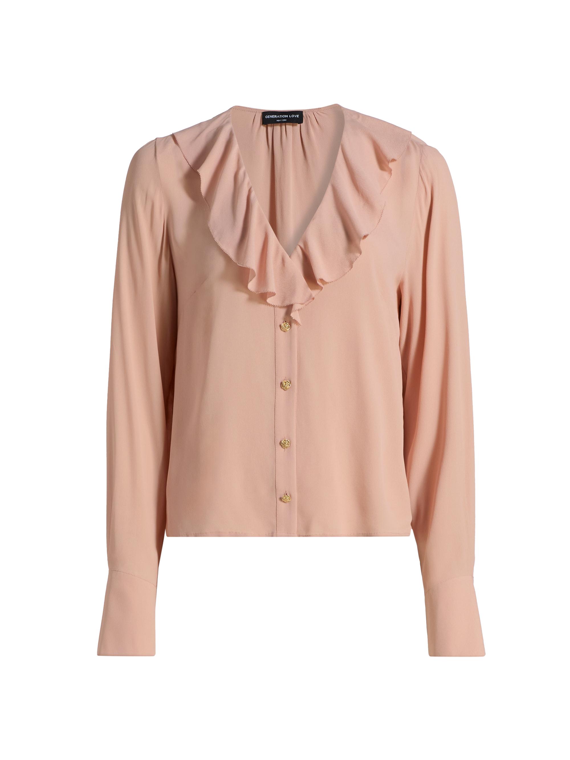 Generation Love Women's Kassy Satin Georgette Blouse - Dusty Pink