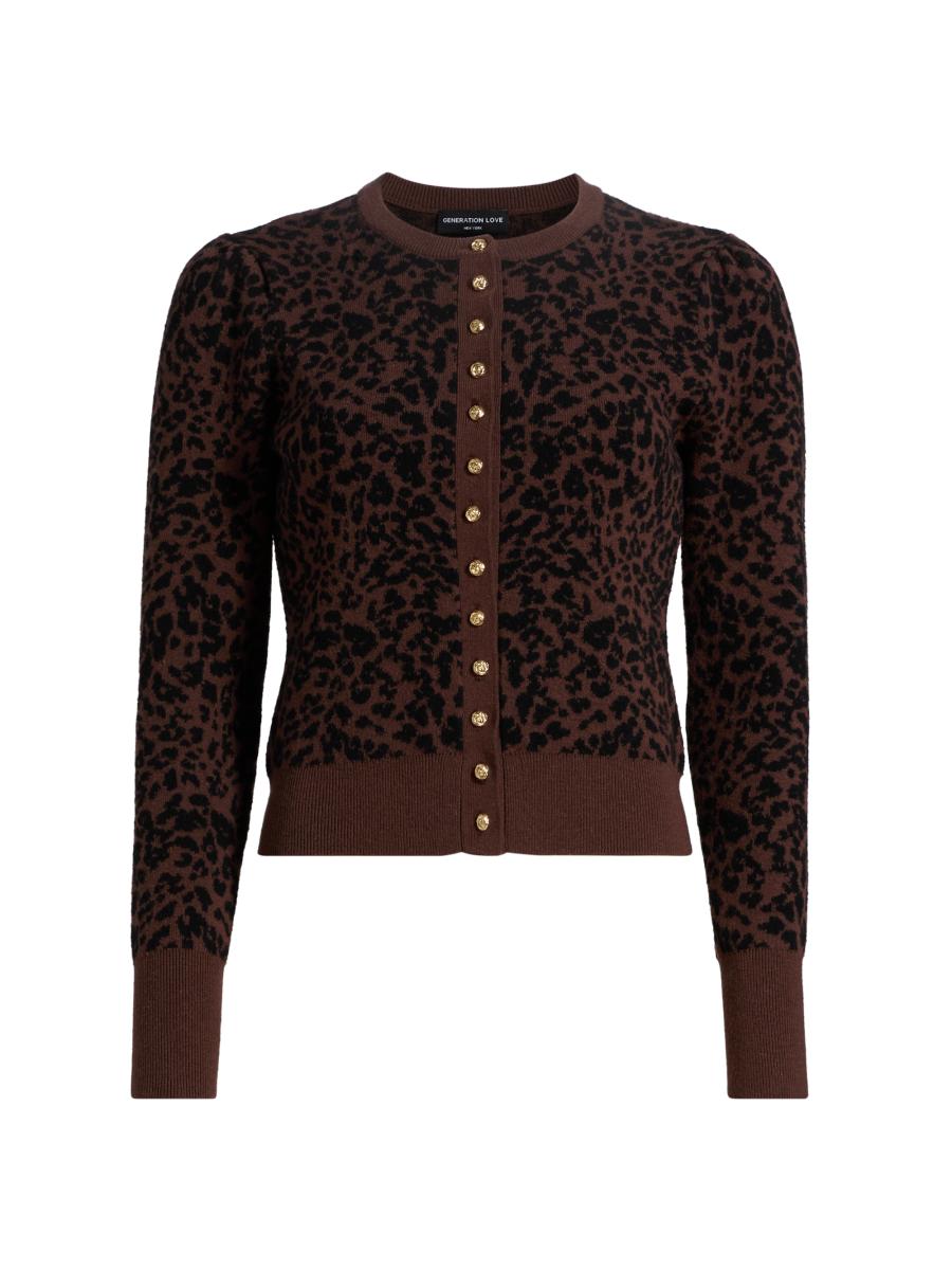 Generation Love Tulum Leopard-Print Jacquard Cardigan Saks Fifth
