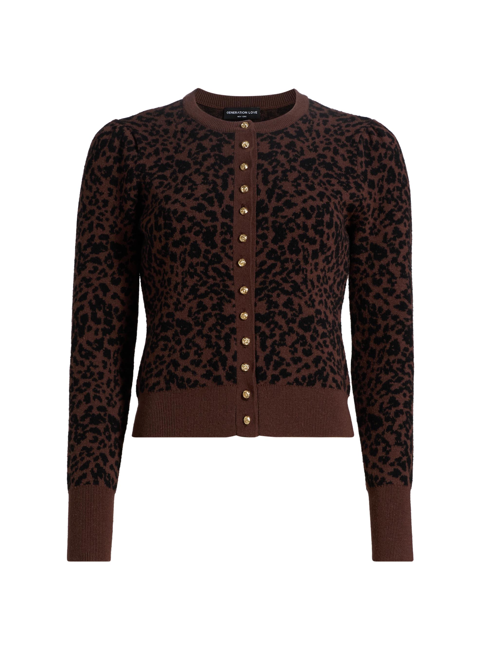 Generation Love Tulum Leopard-Print Jacquard Cardigan | Saks Fifth