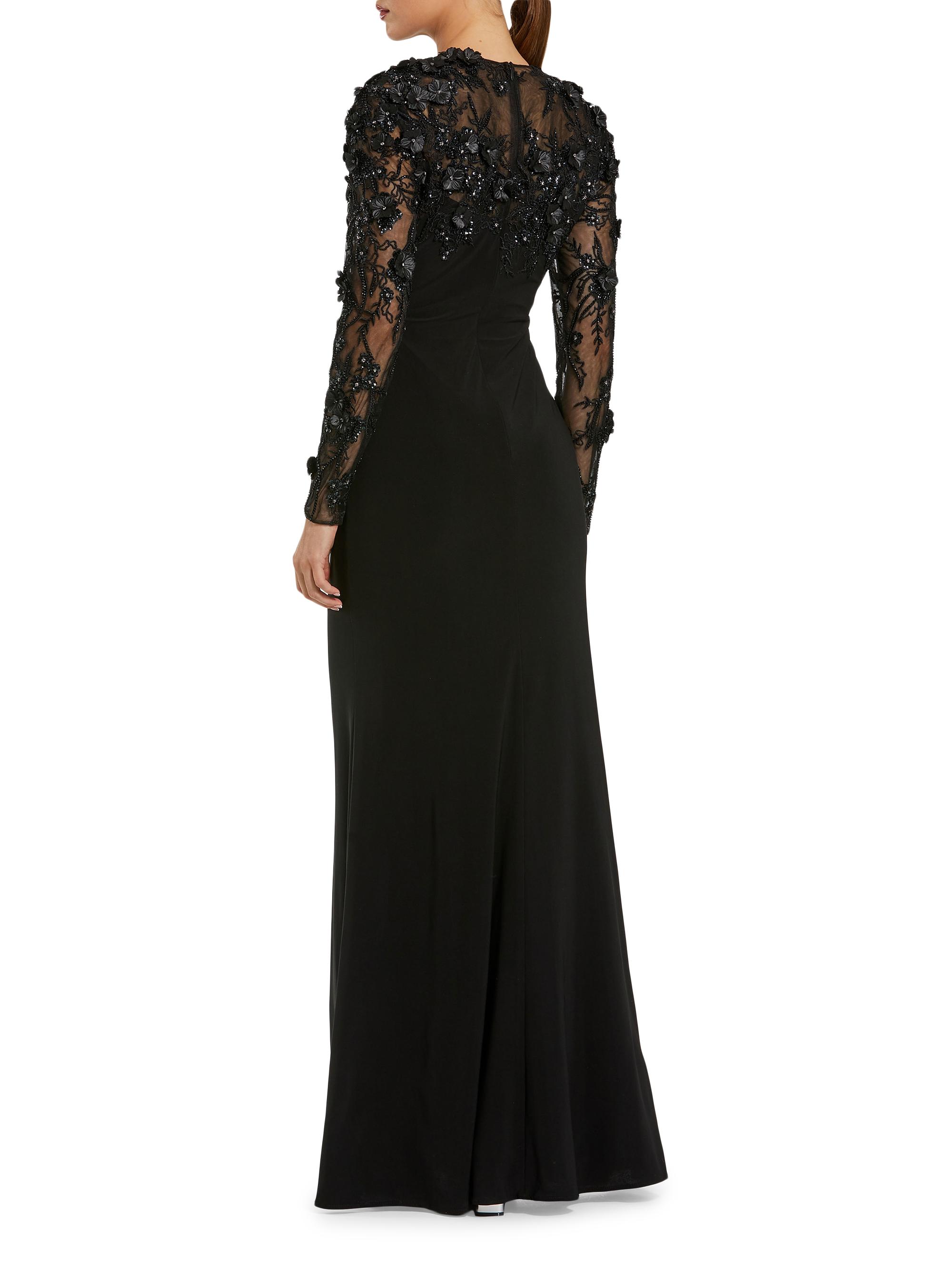 Mac Duggal Floral Embellished Long-Sleeve Column Gown | Saks Fifth Avenue