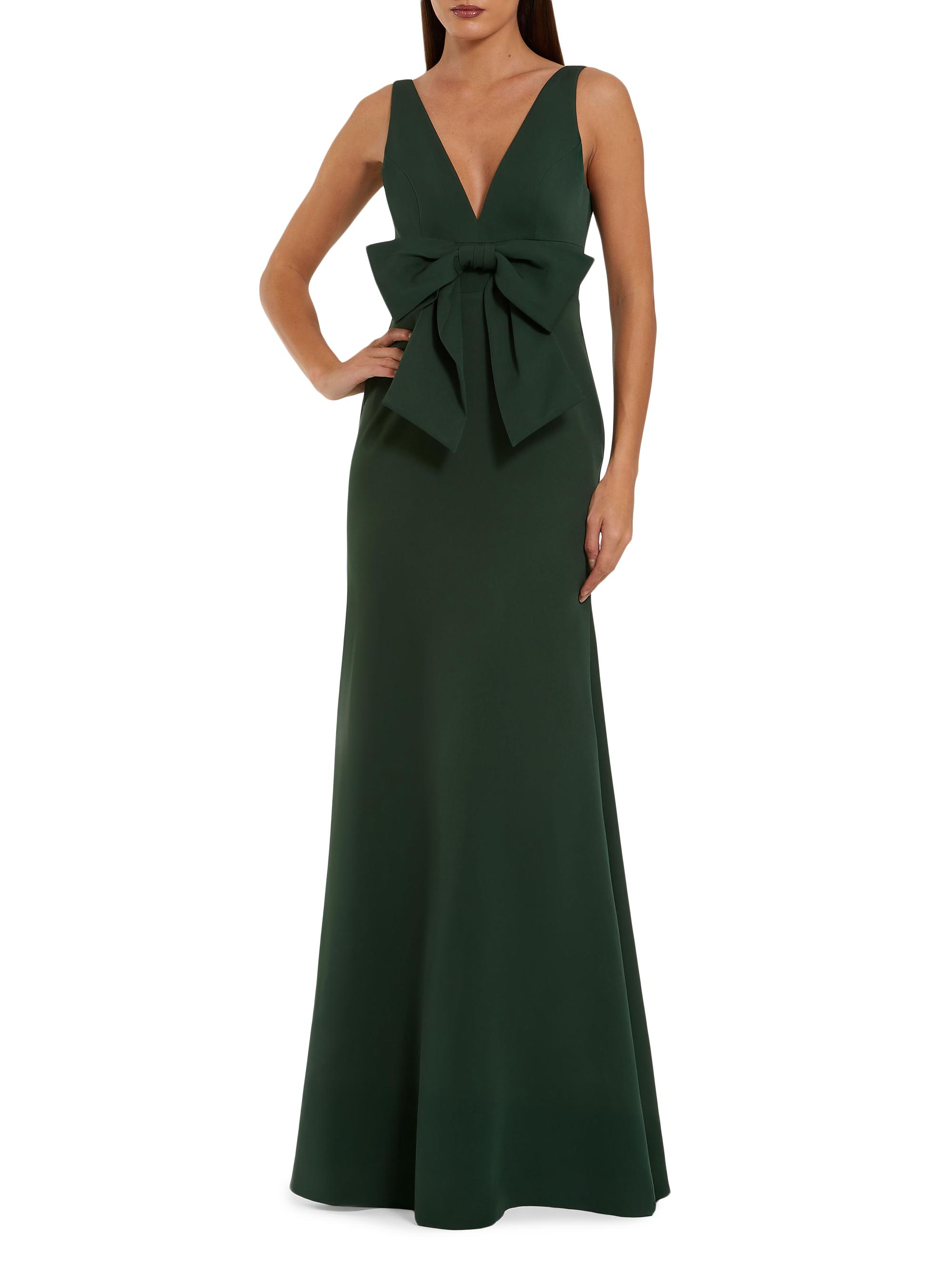Mac Duggal Women's Bow-Detailed Column Dress - Emerald