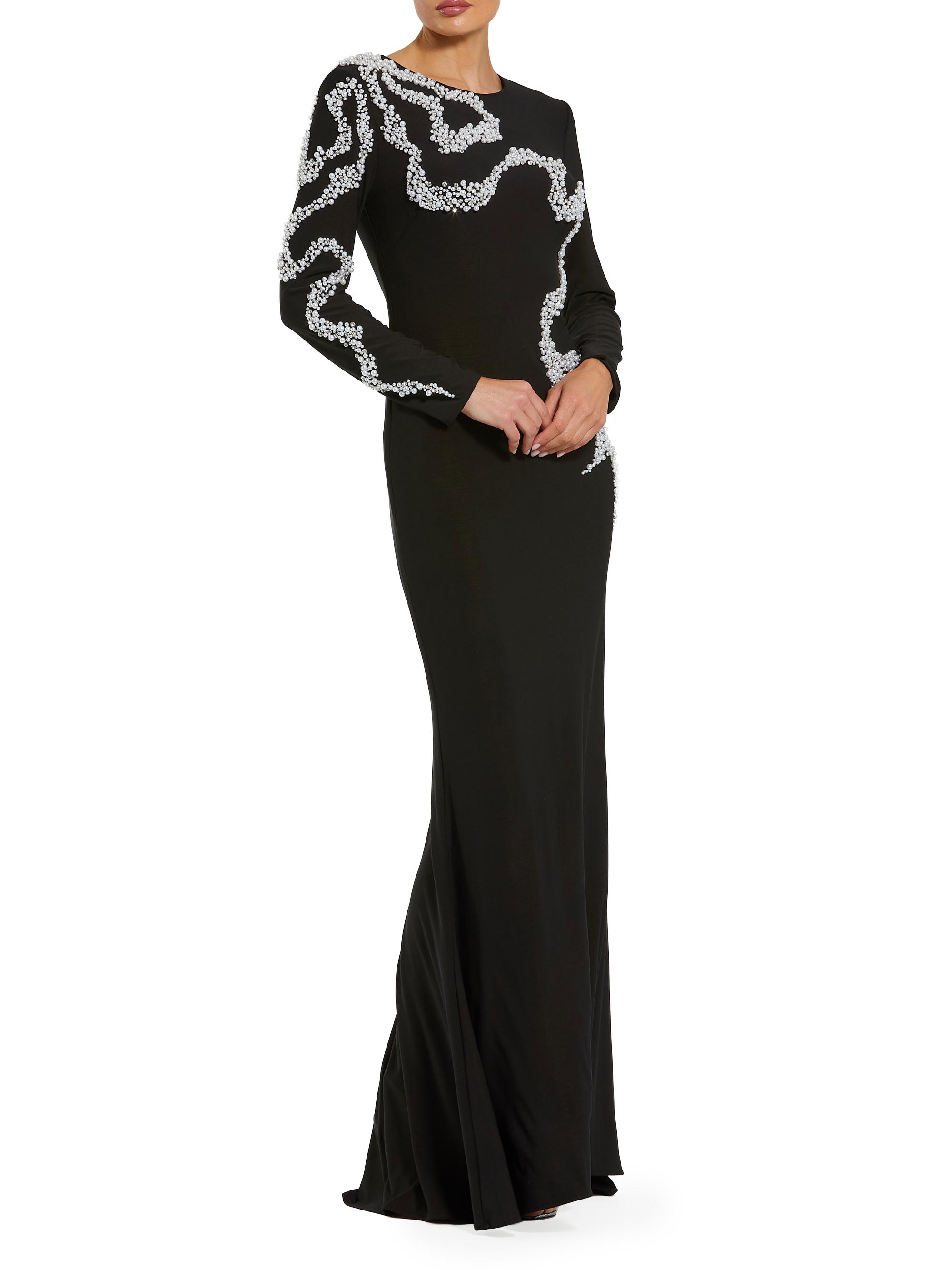 Mac Duggal Women's Beaded Column Gown - Black