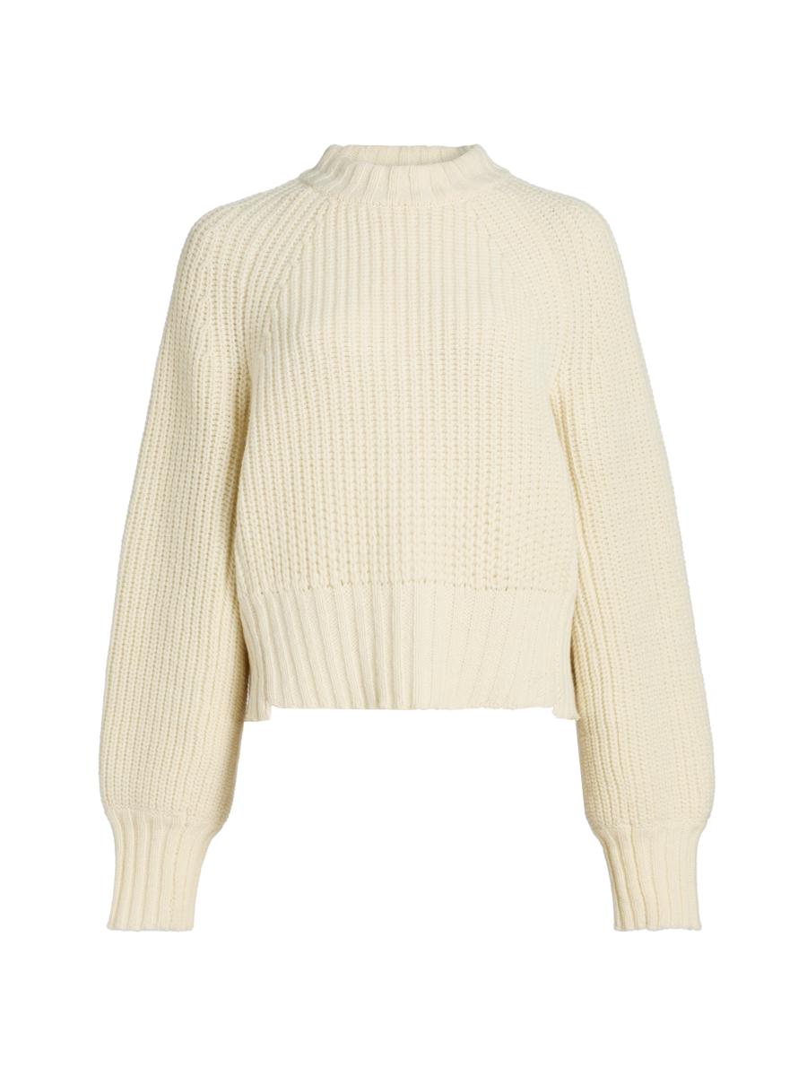 Co Women's Wool-blend Cropped Crewneck Sweater In White