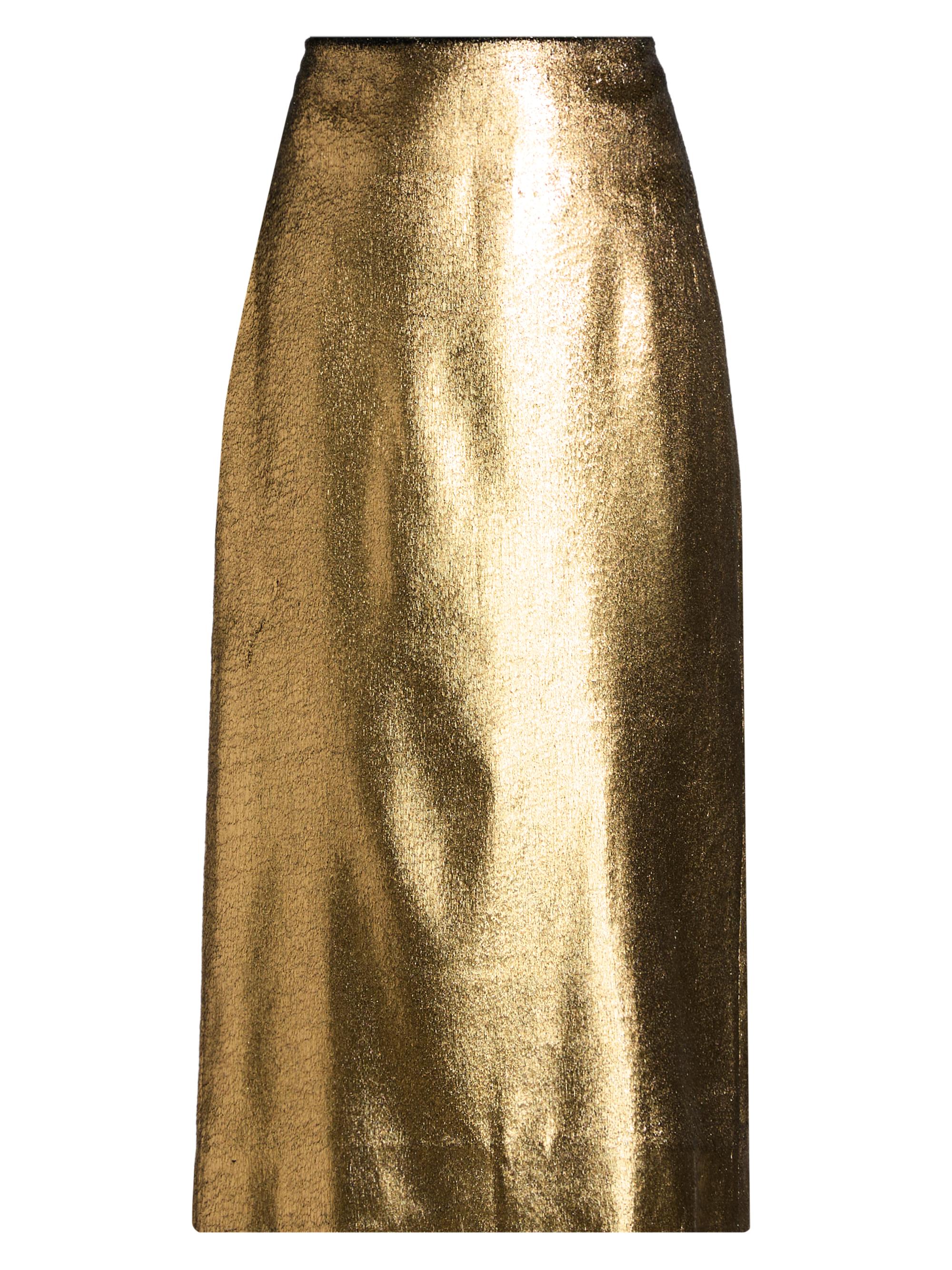 Co Women's Metallic Velvet Midi-Skirt - Gold