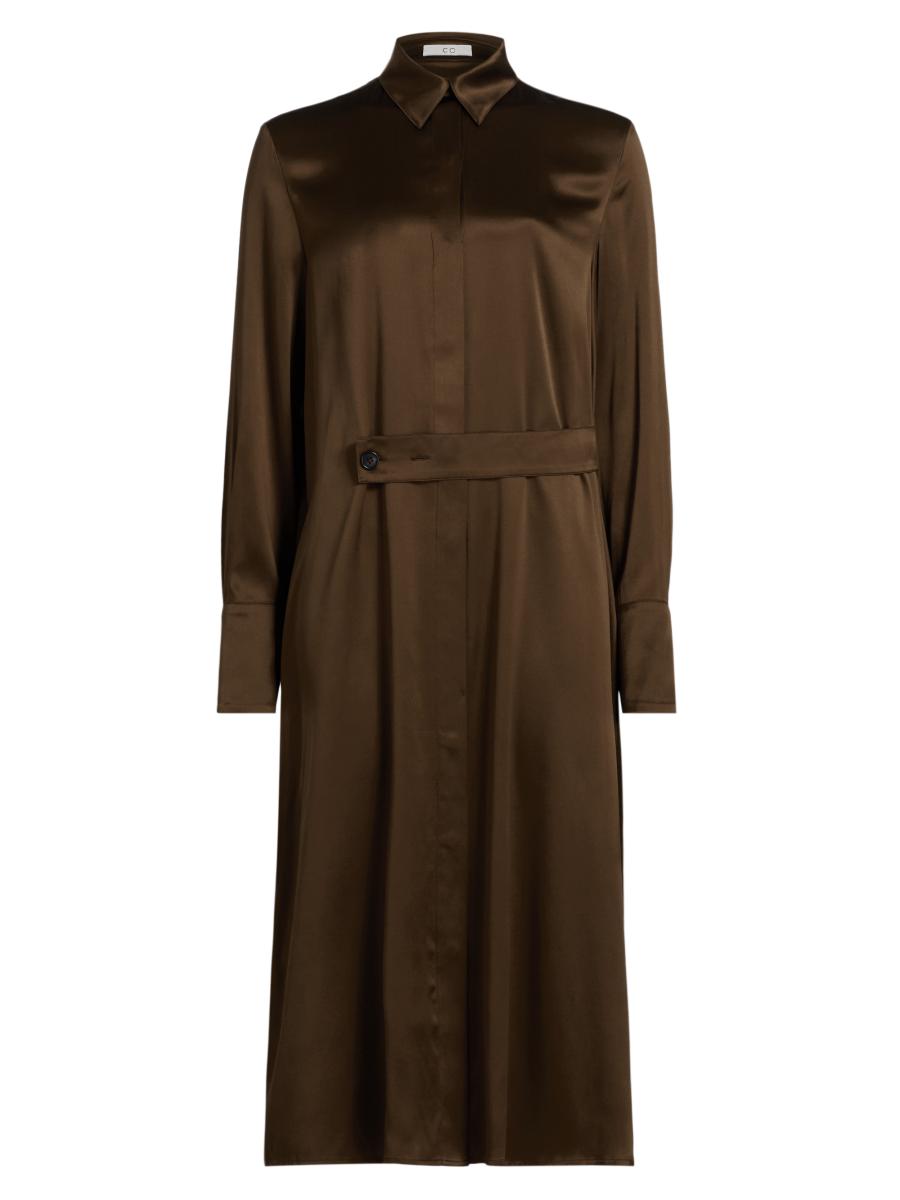 Co Women's Silk Charmeuse Shirtdress