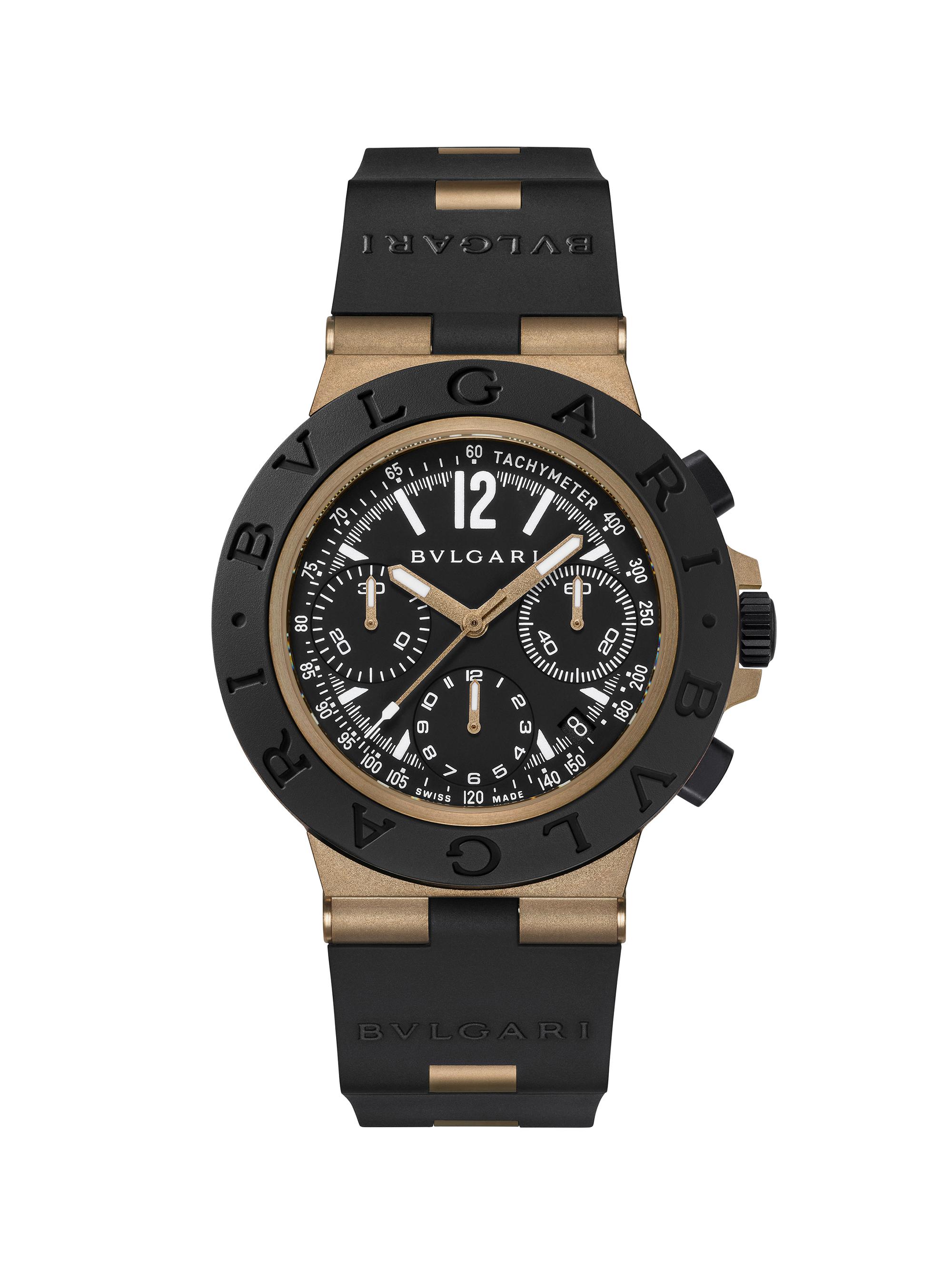 BVLGARI クロノグラフ 腕時計 ブラック BVLGARI Black Aluminium-Titanium & Rubber Chronograph Bracelet