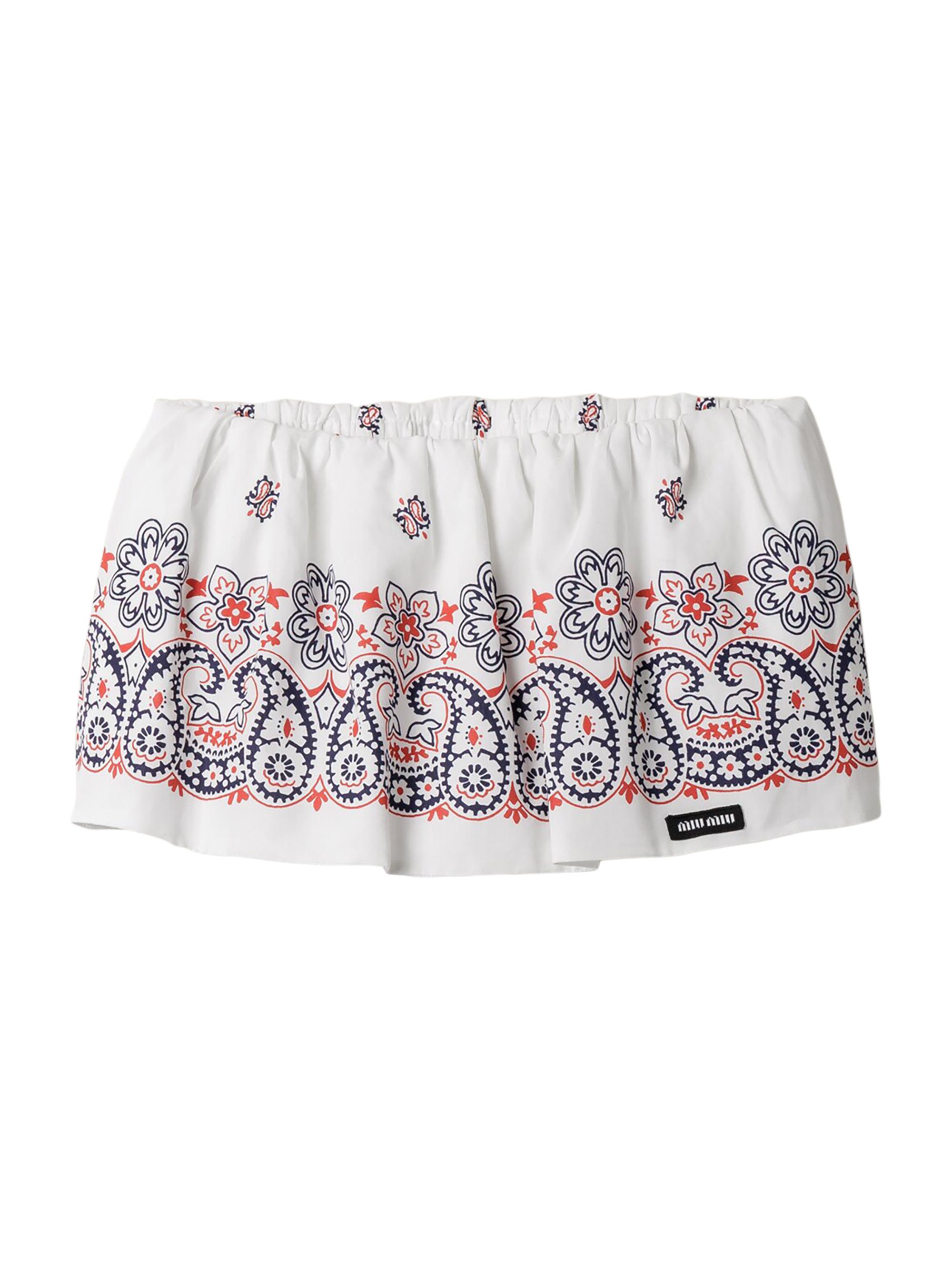 Miu Miu Women's Slubbed Poplin Skort with Print - White