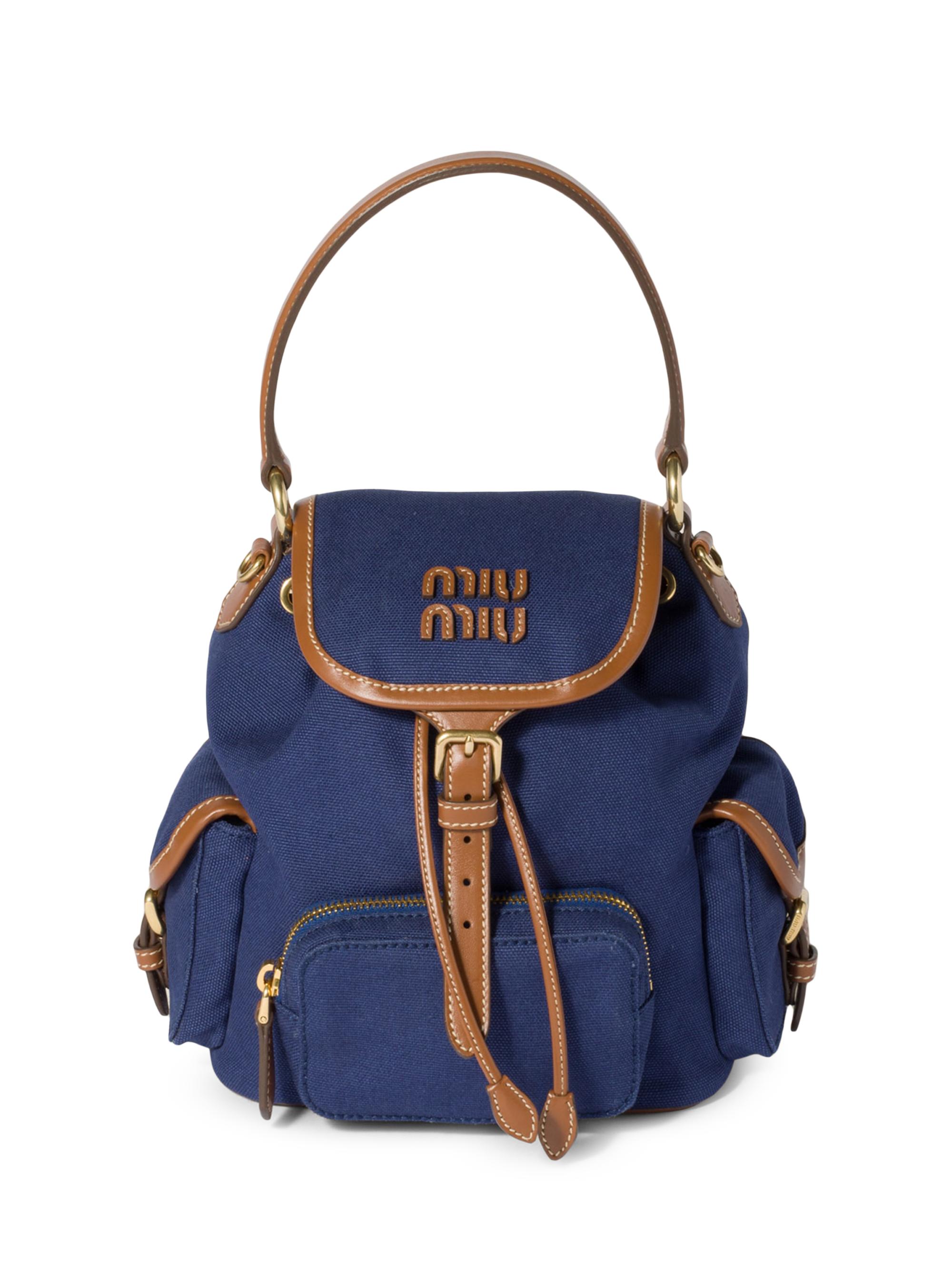 Miu Miu Canvas and Leather Backpack | Saks Fifth Avenue