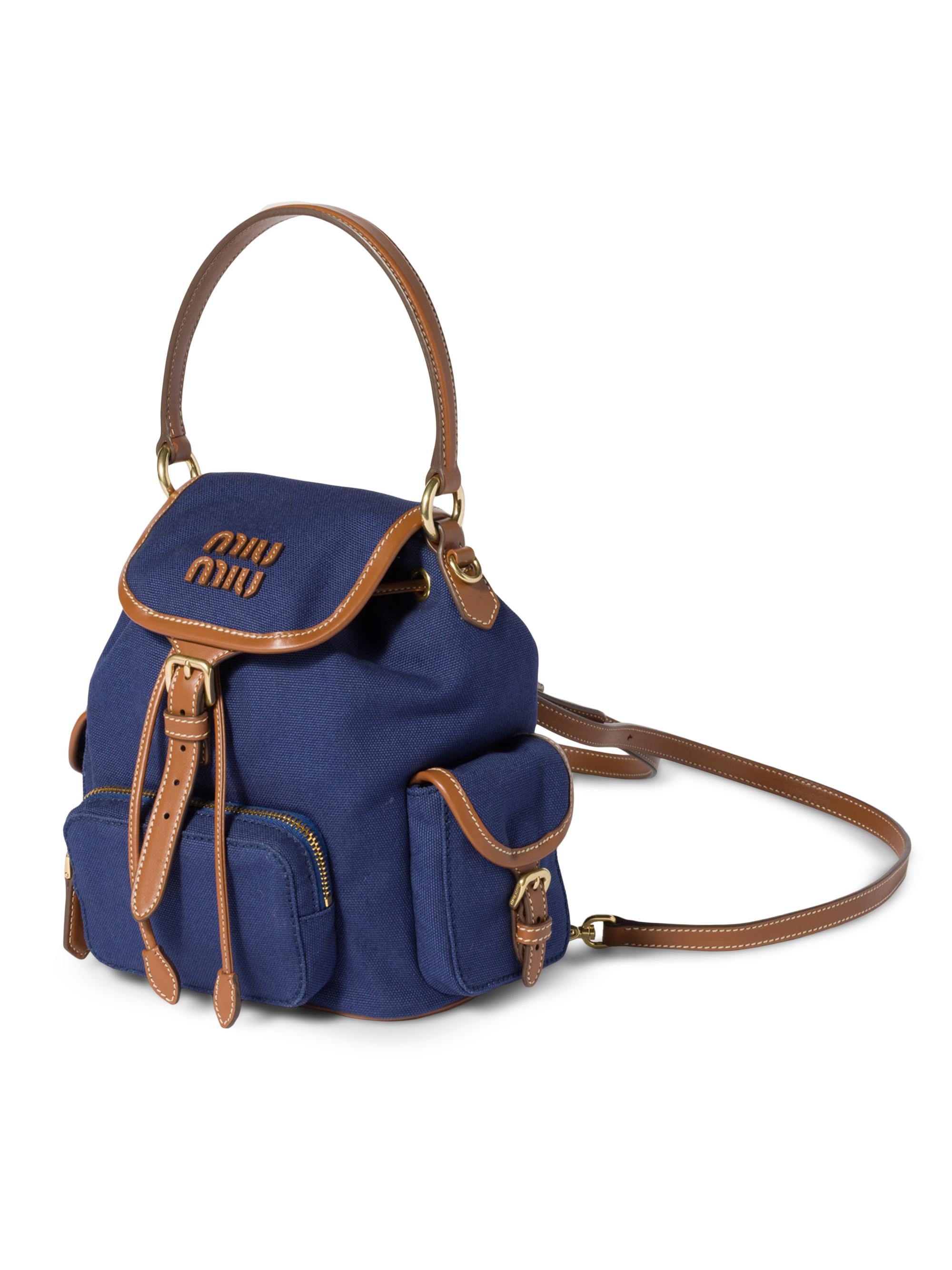 Miu Miu Canvas and Leather Backpack | Saks Fifth Avenue