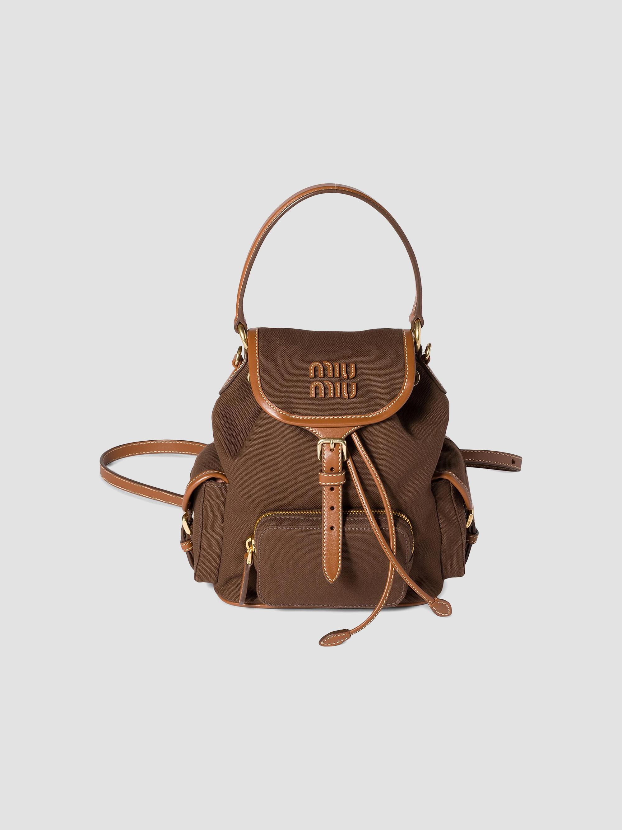 Miu Miu Canvas and Leather Backpack | Saks Fifth Avenue