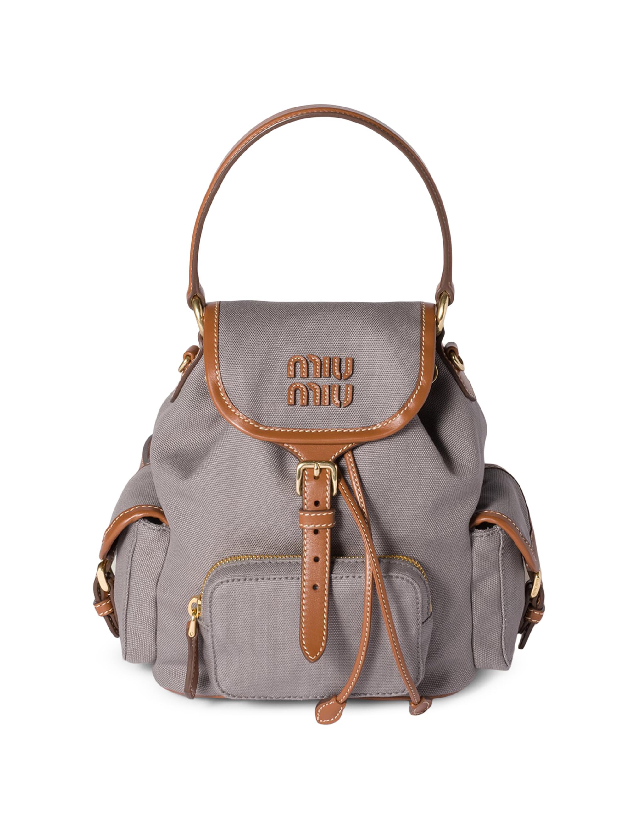 MIUMIU リュック Miu Miu Canvas and Leather Backpack | Saks Fifth Avenue