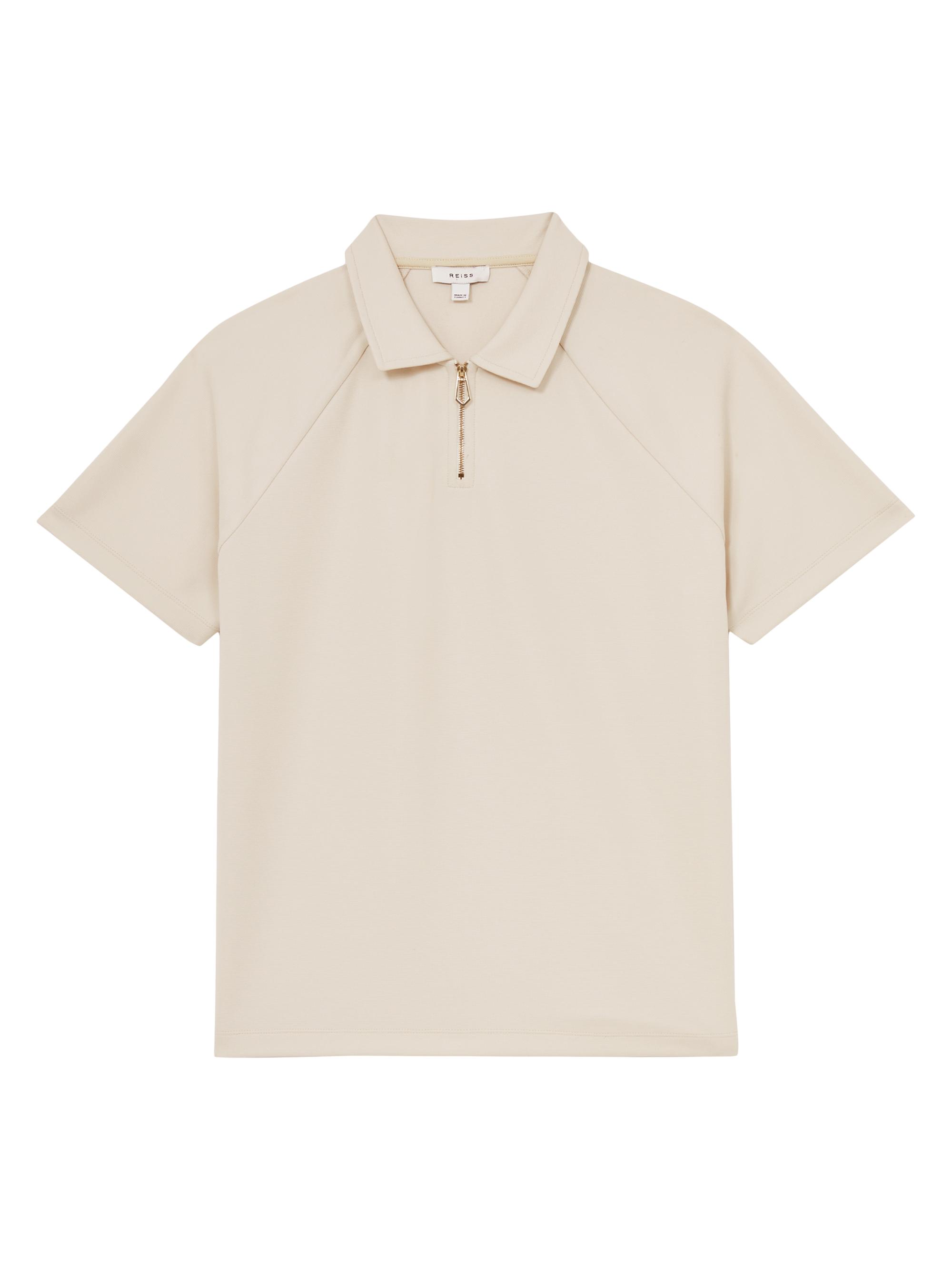 Reiss Men's Winston Half-Zip Polo Shirt - Stone