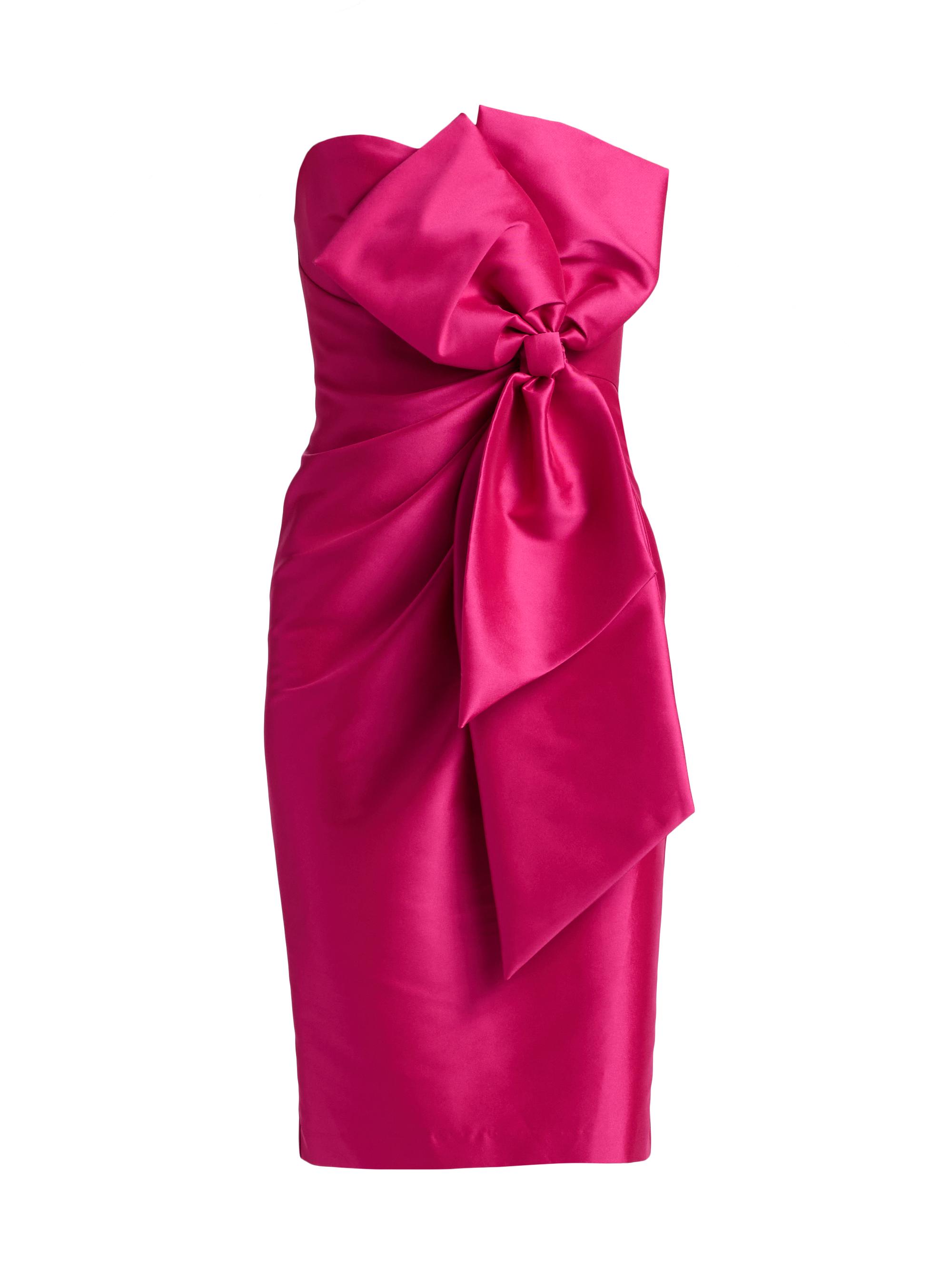 Badgley Mischka Women's Strapless Bow-Accented Cocktail Dress - Hot Fuschia