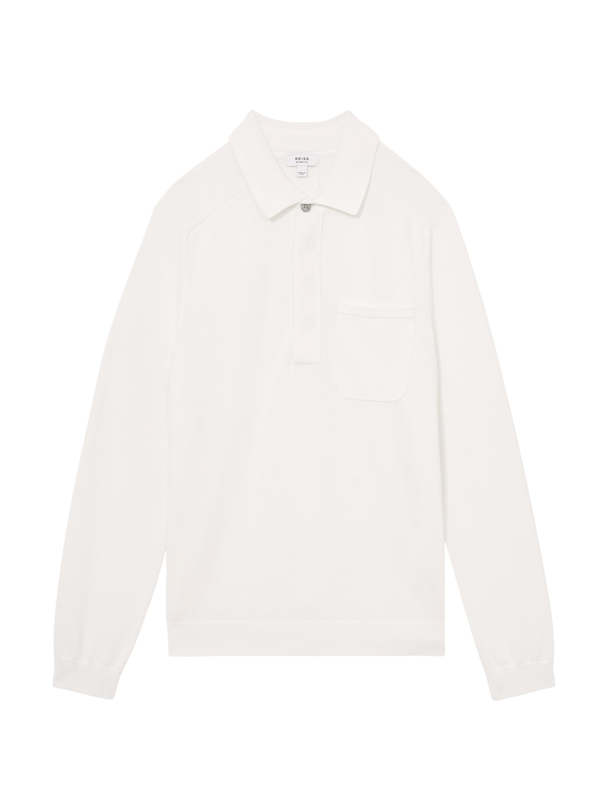 Reiss Men's Clinton Long-Sleeve Polo Shirt - White