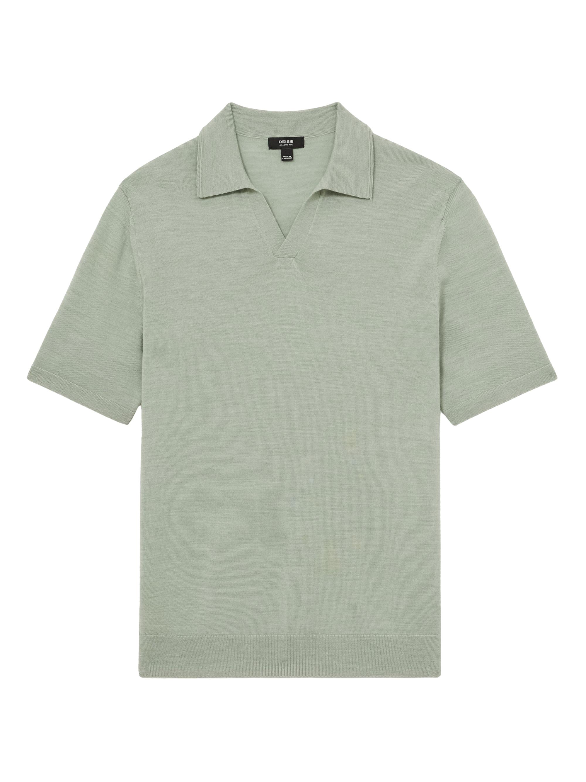 Reiss Men's Duchie Merino Wool Shirt - Sage Green Melange