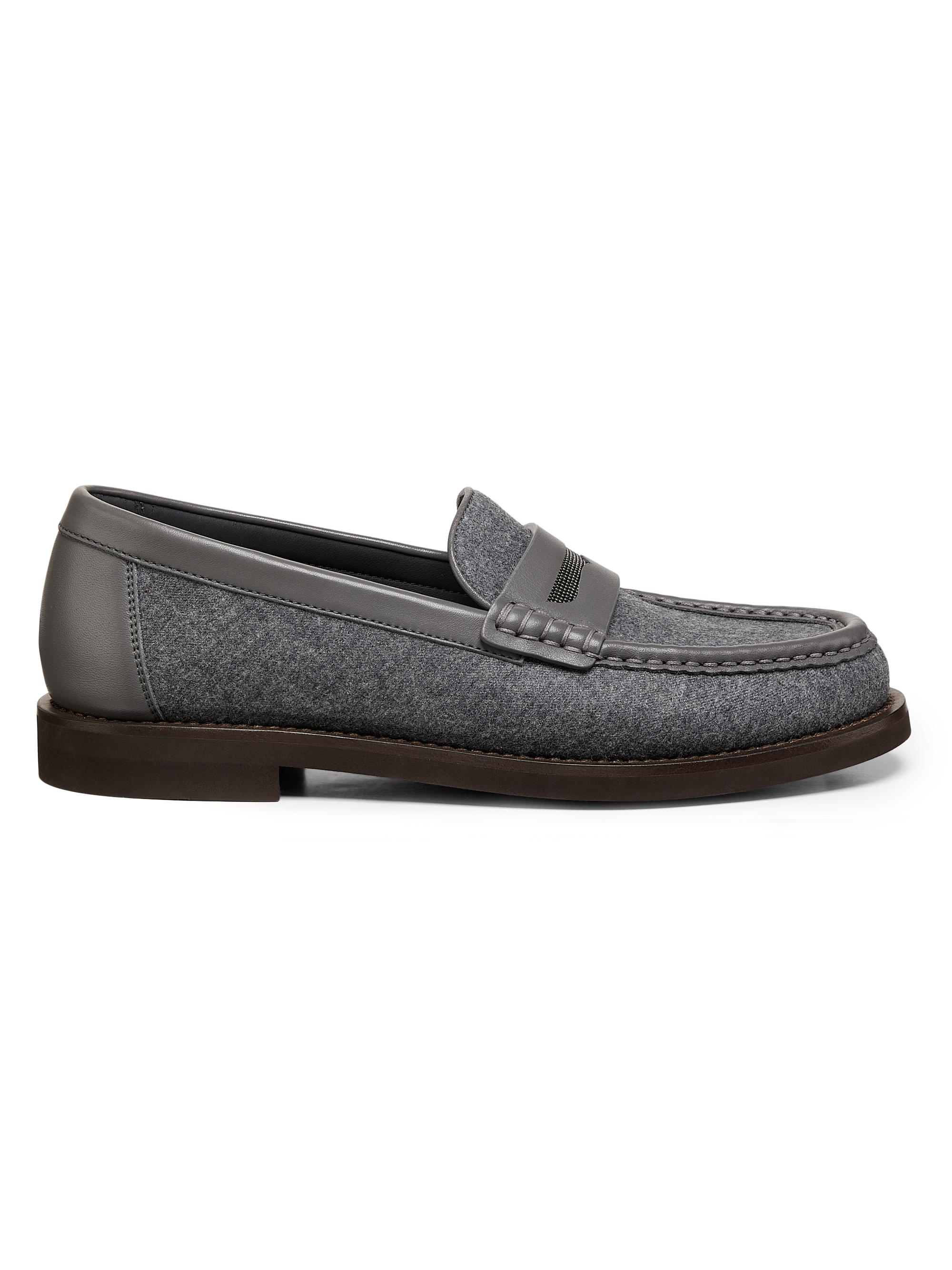 Brunello Cucinelli Women's Virgin Wool Penny Loafers - Mid Grey