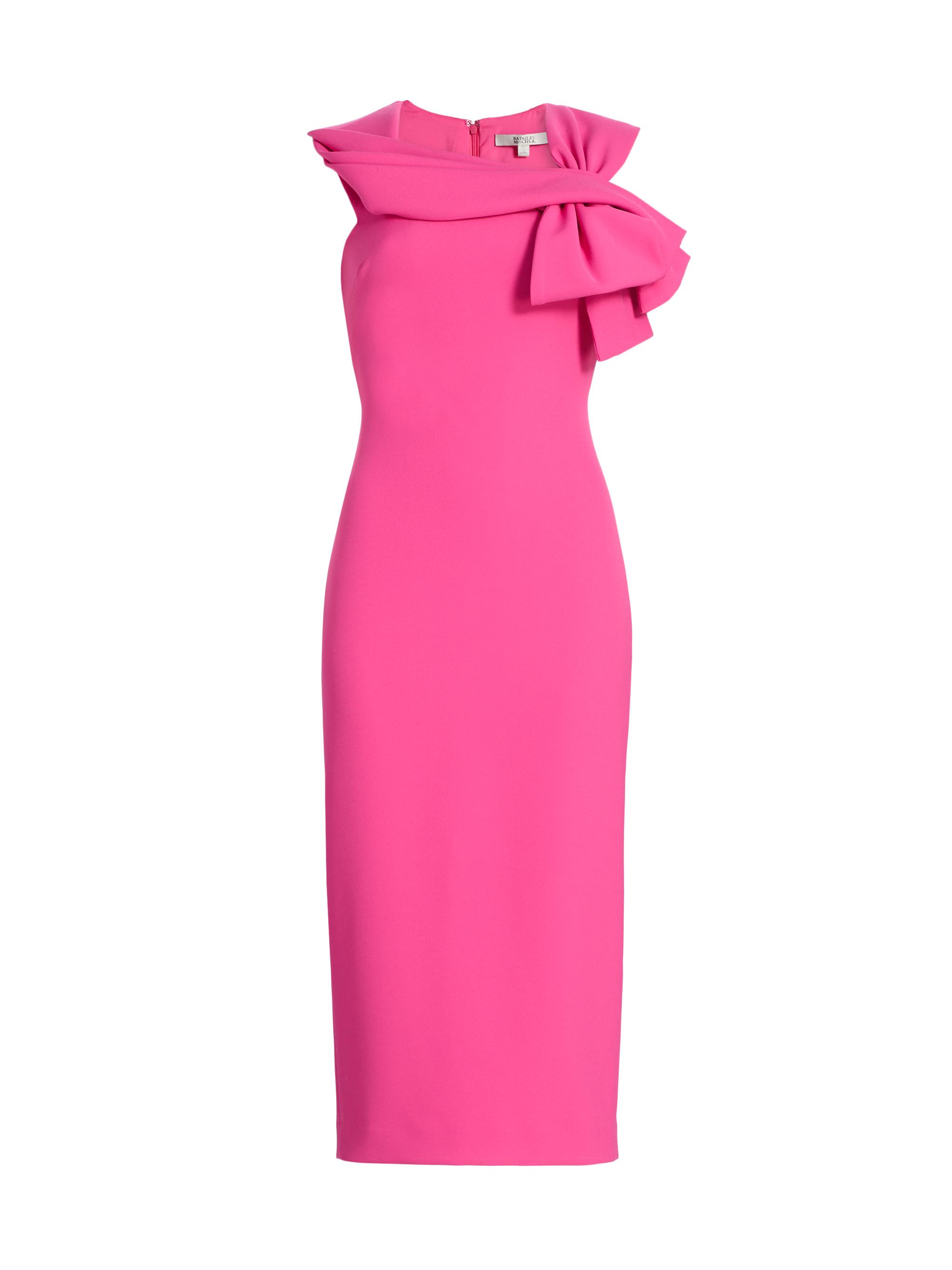 Badgley Mischka Women's Stretch Crepe Sheath Dress - Hot Pink