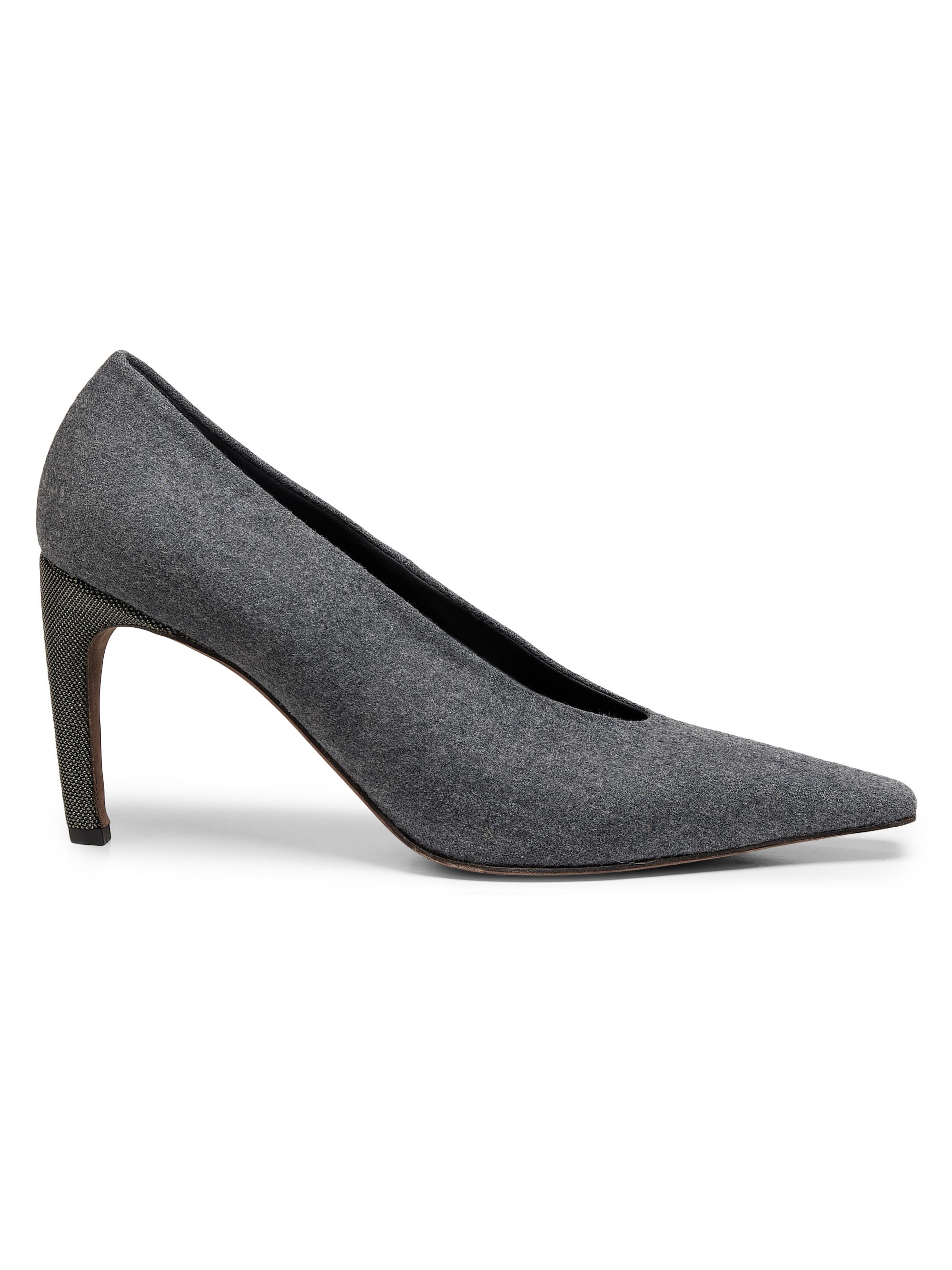 Brunello Cucinelli Women's 75MM Virgin Wool Pumps - Mid Grey
