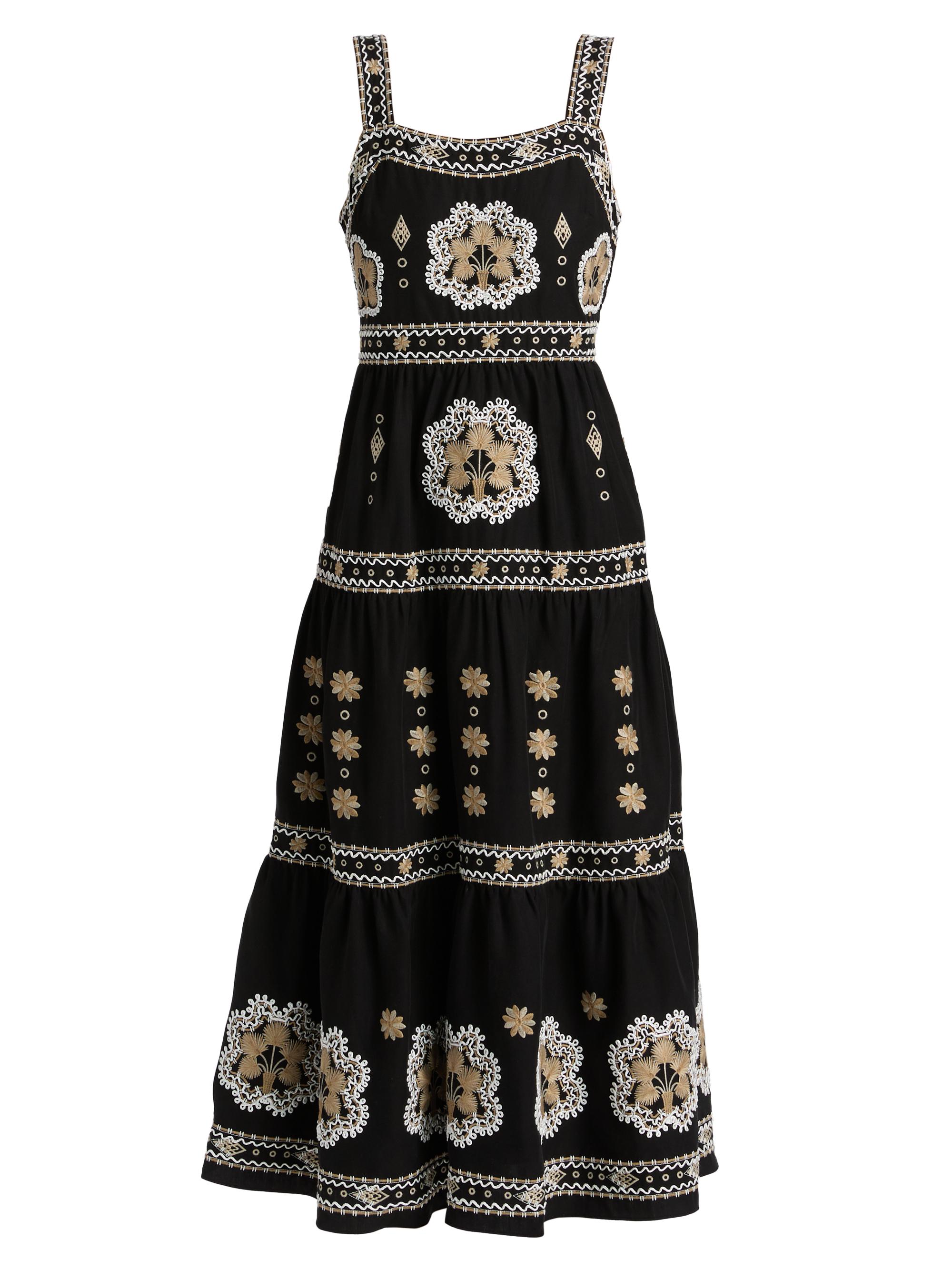 Elie Tahari Women's Ellisah Embroidered Maxi Dress - Noir And Desert Sand