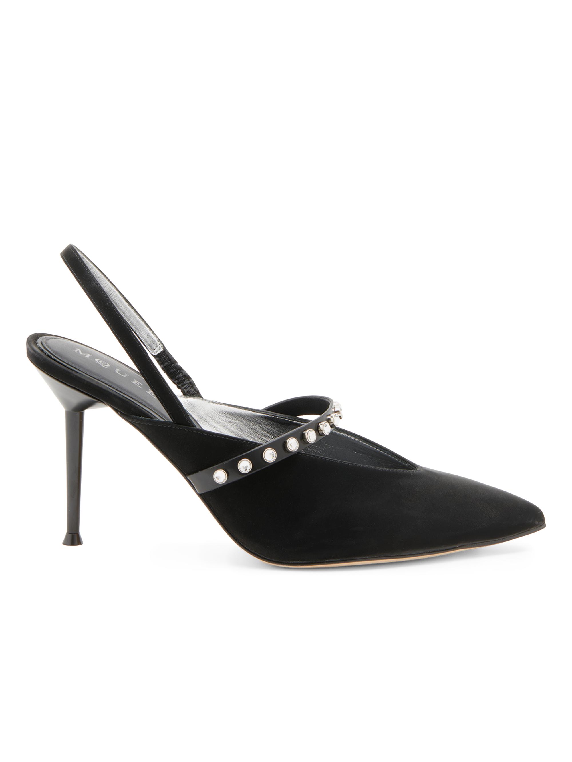McQueen Women's 90MM Suede Slingback Pumps - Black Silver