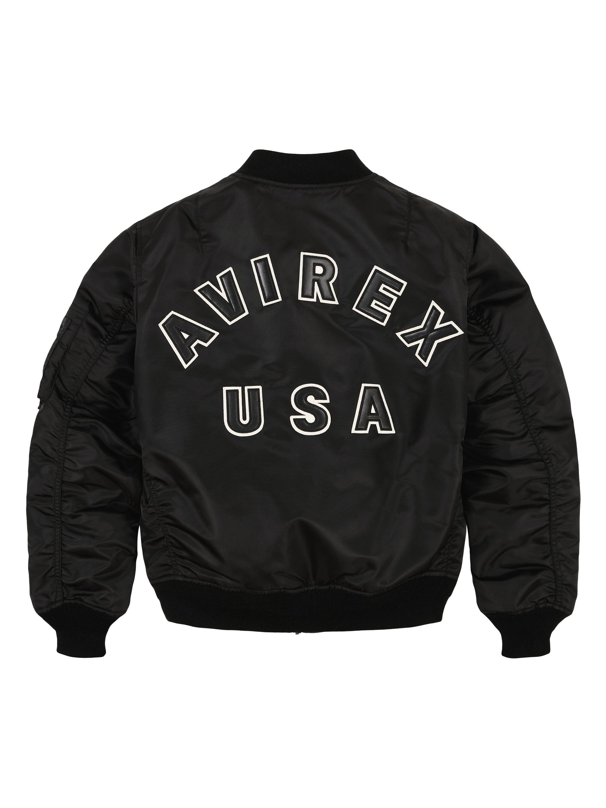 【2XL】AVIREX フライトジャケット　アメリカ　星条旗　ブラック　ナイロン 2XL】AVIREX フライトジャケット アメリカ 星条旗 ブラック ナイロン