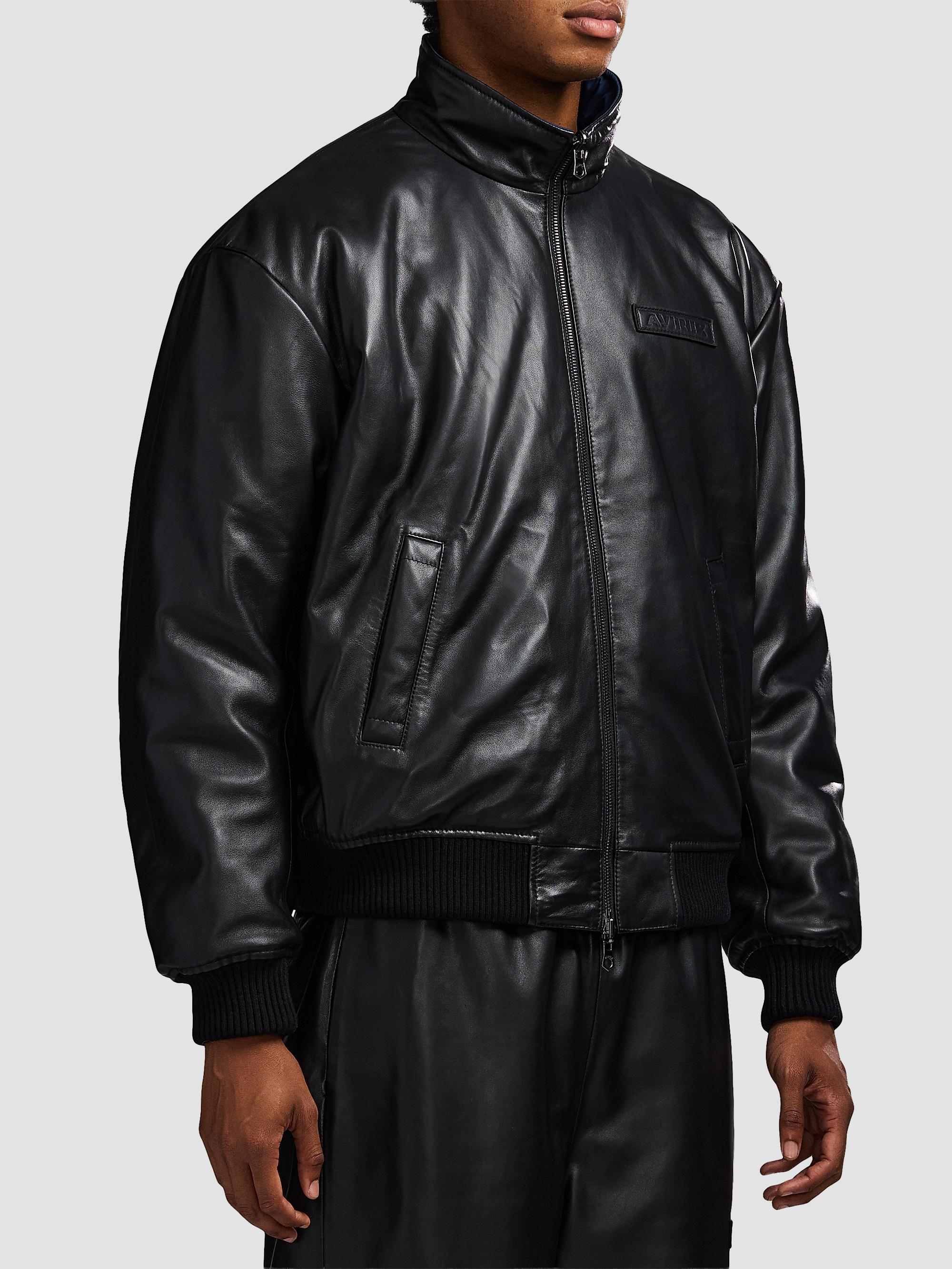 AVIREX アヴィレックス ZIP UP LETHER JACKET レザージャケット ブラック AVIREX Leather Track Jacket | Saks Fifth Avenue