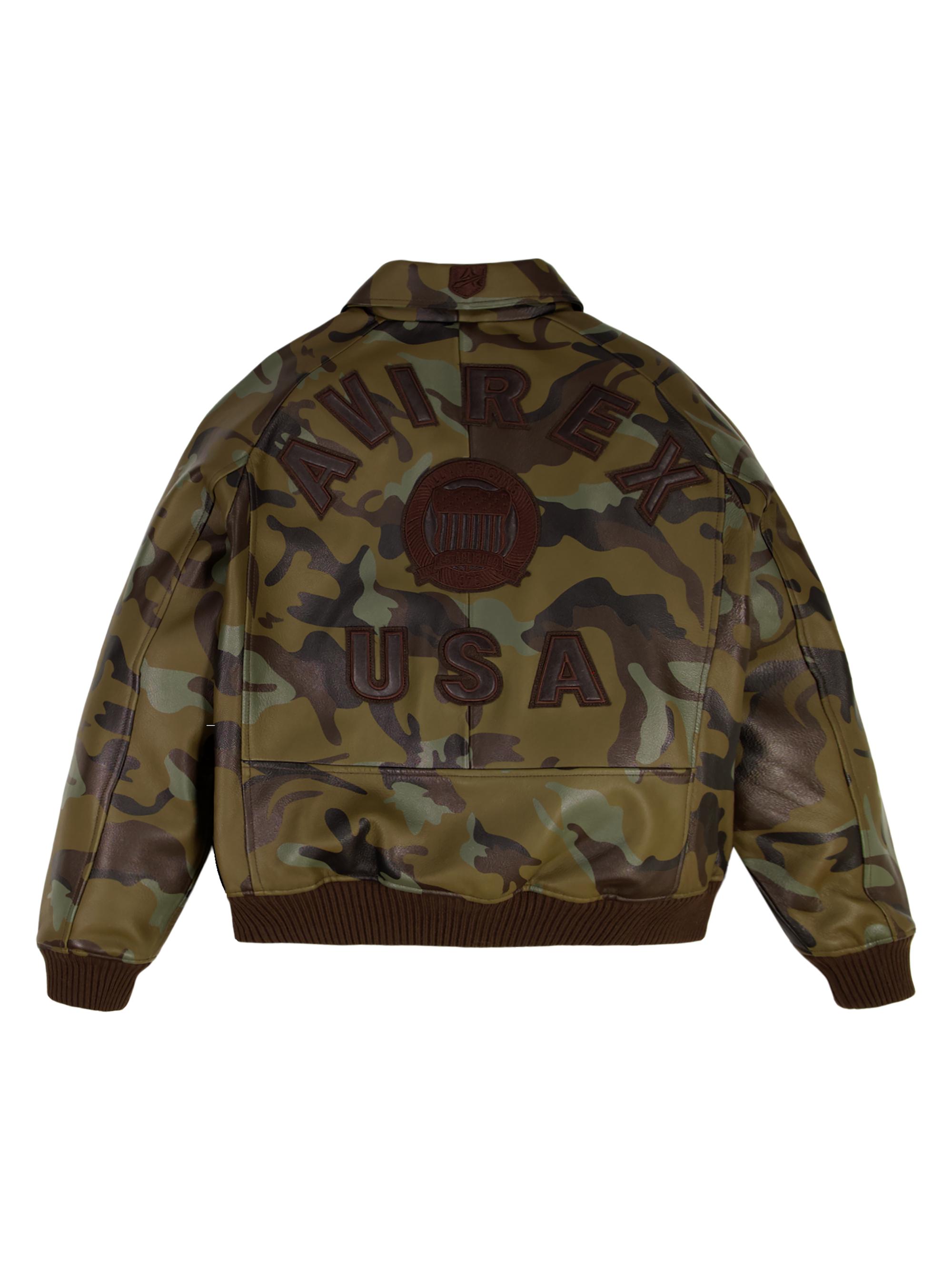 Avirex Camo Icon Leather Bomber Jacket | Saks Fifth Avenue
