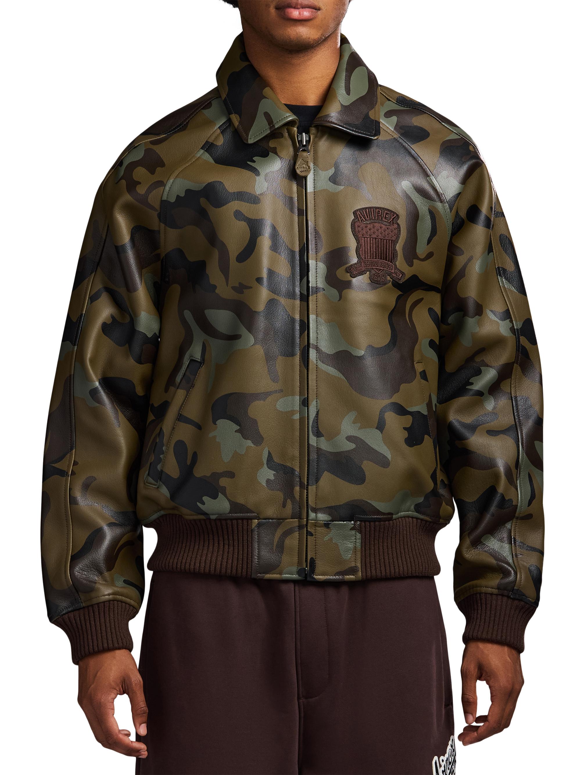 Avirex Camo Icon Leather Bomber Jacket | Saks Fifth Avenue