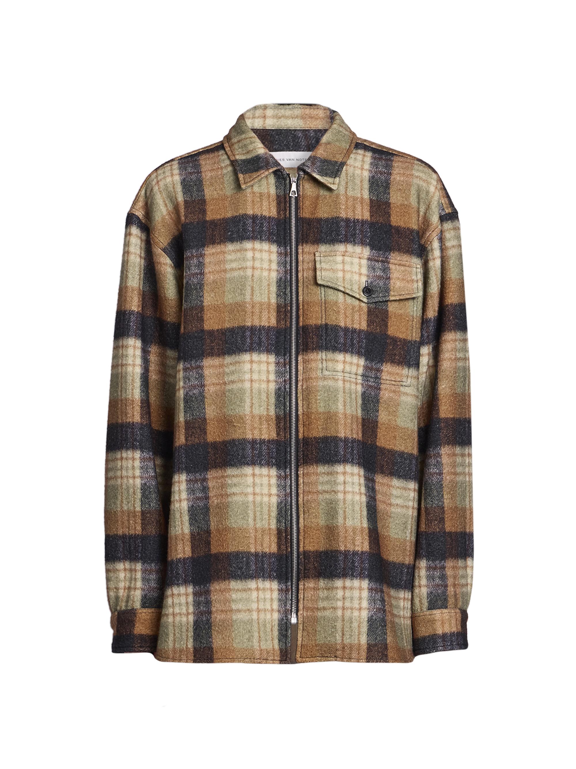 Dries Van Noten Men's Croomson Plaid Shirt Jacket - Ocra