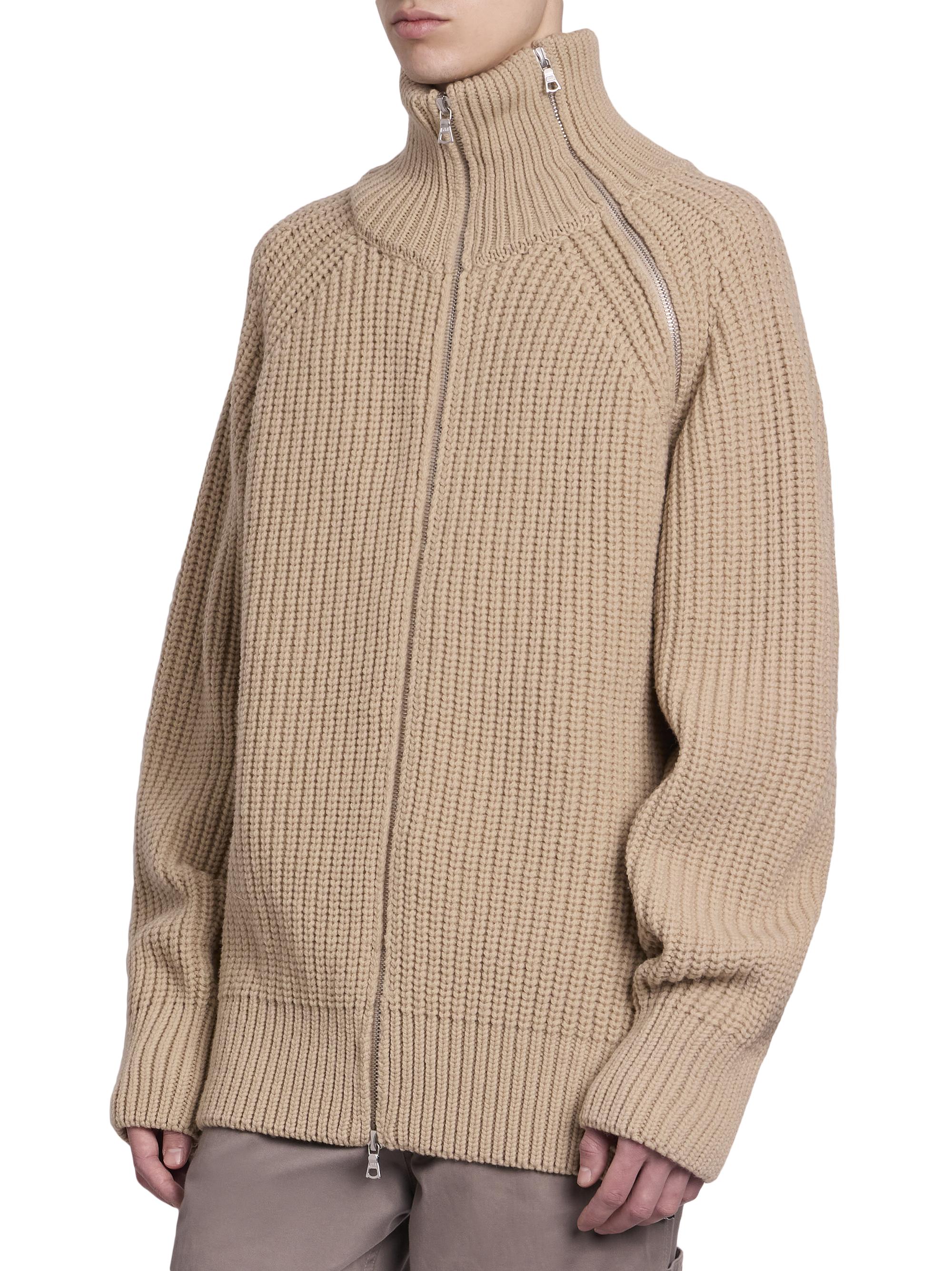 Dries Van Noten Monty Rib-Knit Wool Zip-Front Sweater | Saks Fifth
