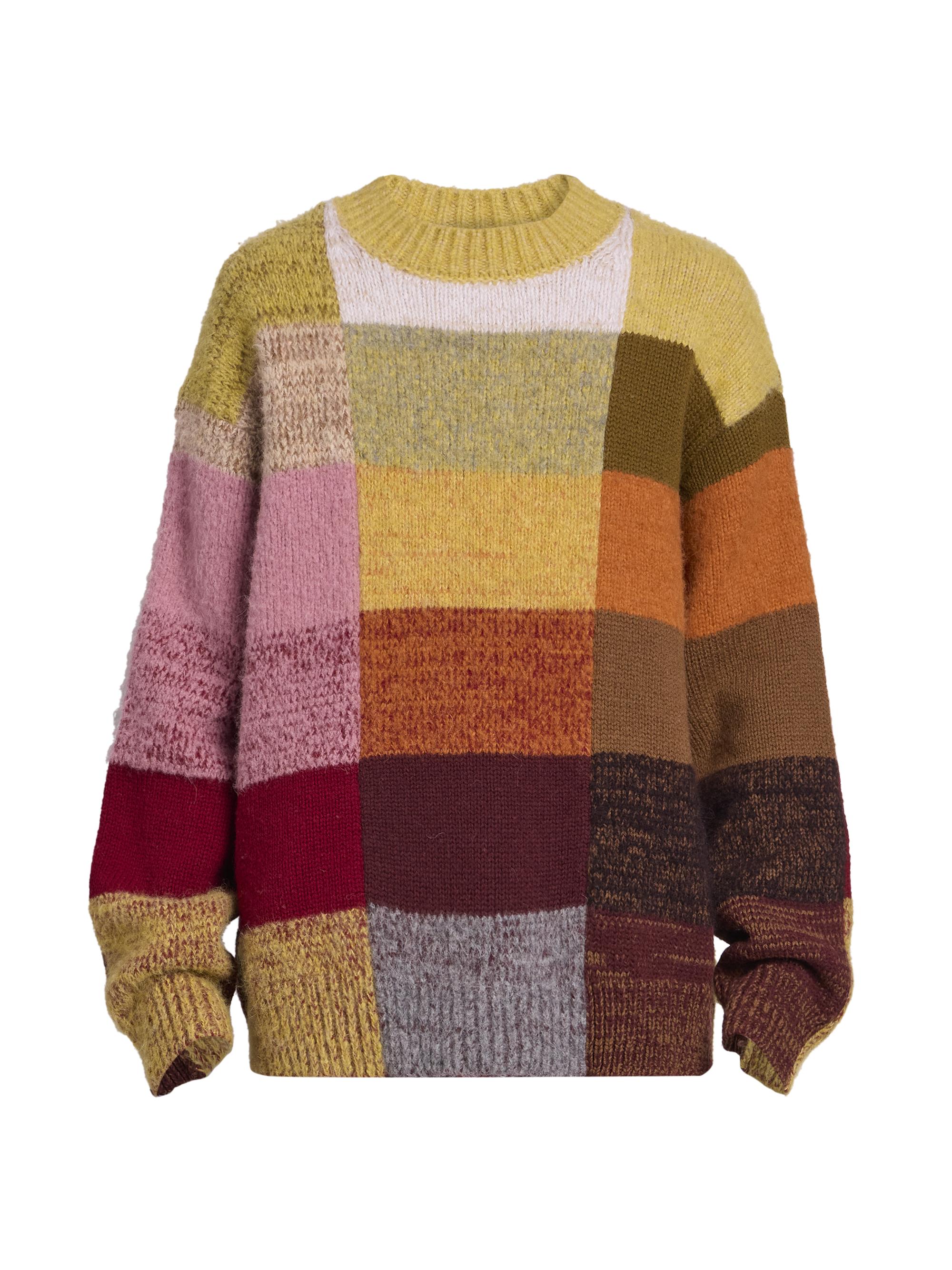 Dries Van Noten Men's Marti Colorblocked Wool-Blend Sweater - Mustard
